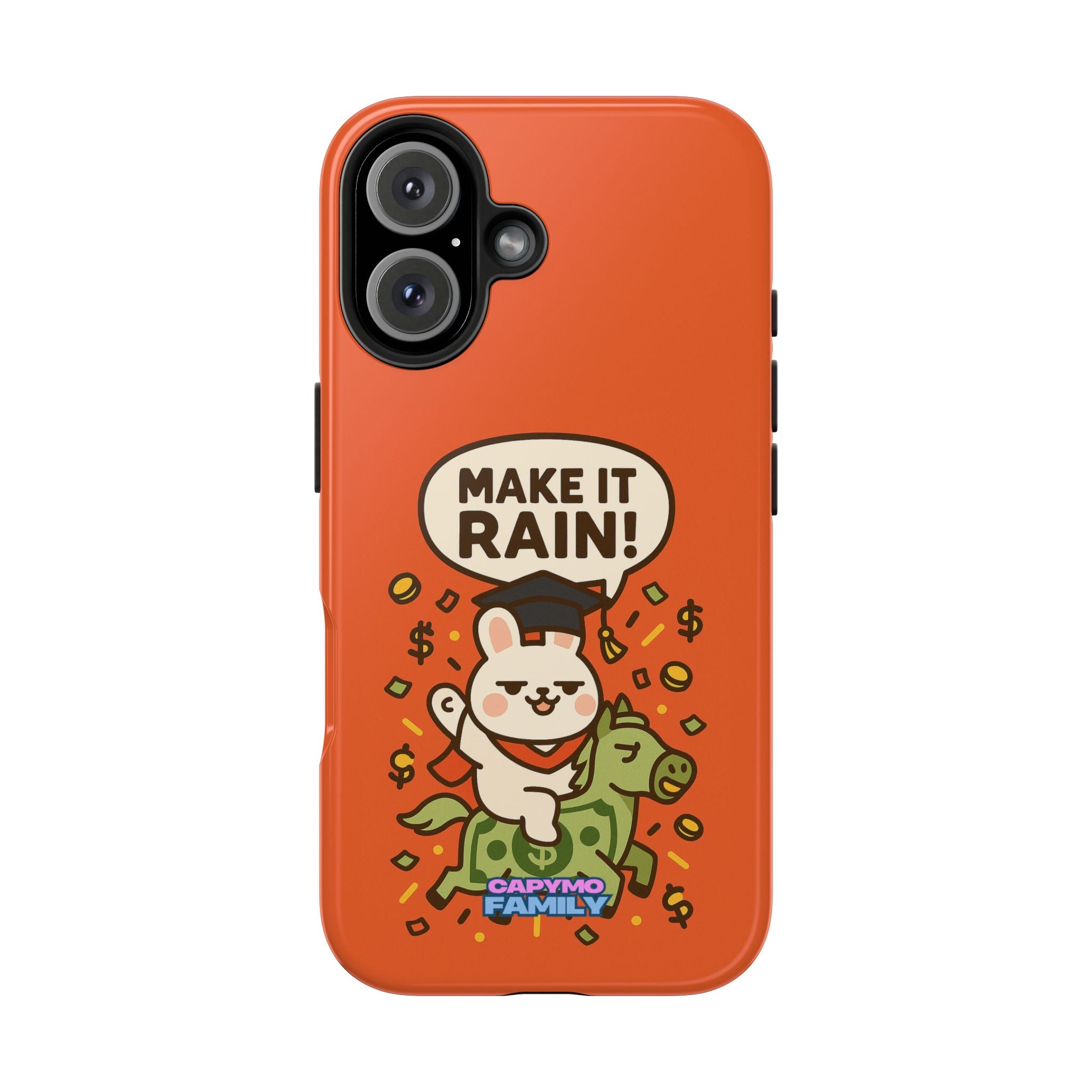 Capymo Family Playful Cute Cartoon Bunny Tough Phone Case –"Make It Rain" Bunny "Toto" Phone Case