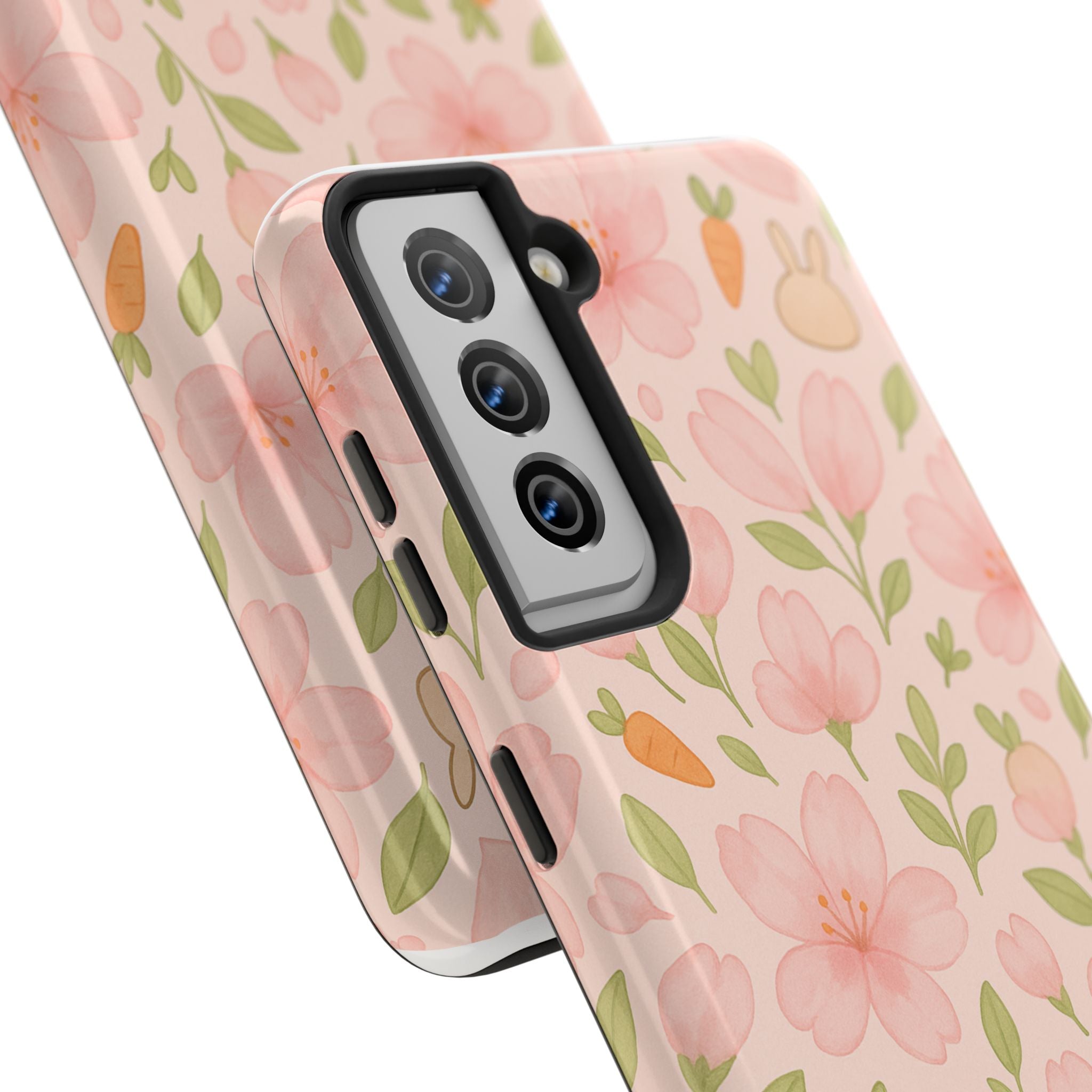 Capymo Family Bunny Blossom Spring Phone Case – Cute Floral iPhone Cover with Carrots & Sakura