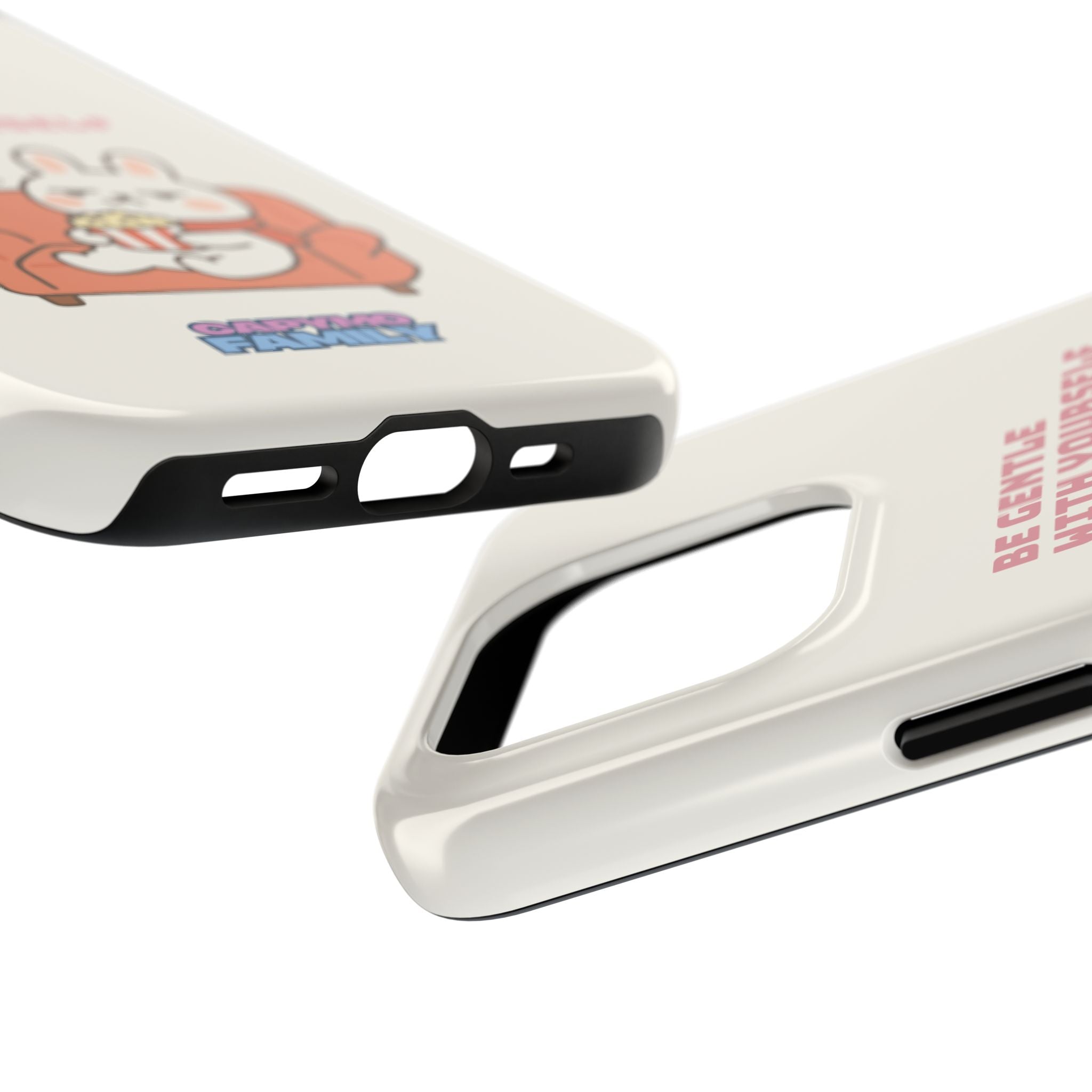 Capymo Family “Be Gentle With Yourself” Phone Case – Cozy Bunny Self-Care Quote Cover