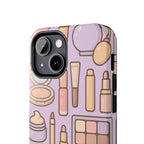 Capymo Family Kawaii Makeup Phone Case – Cute Girly iPhone Cover with Cosmetic Beauty Pattern