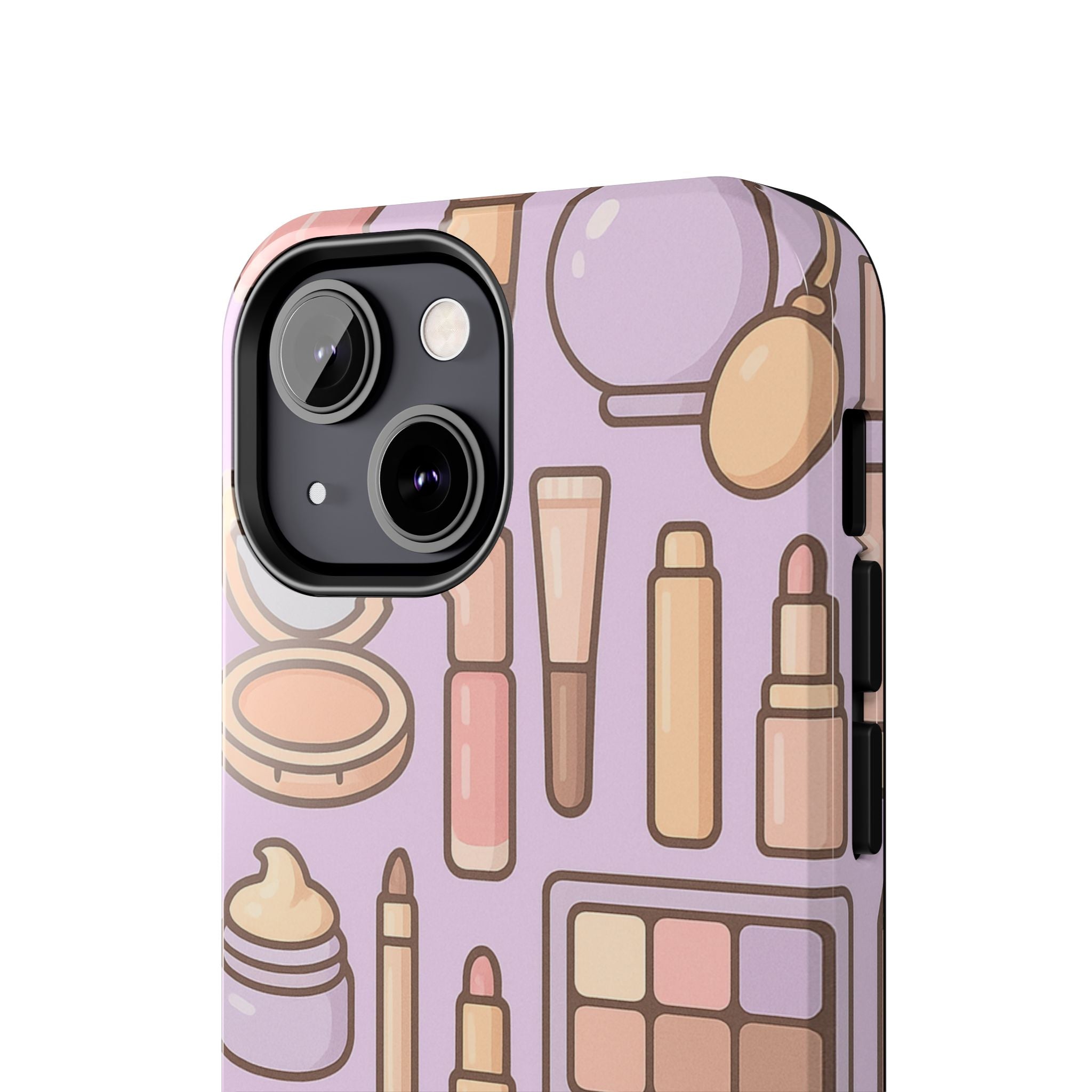 Capymo Family Kawaii Makeup Phone Case – Cute Girly iPhone Cover with Cosmetic Beauty Pattern