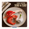 Garlic Butter Surf & Turf Plush Trio – Steak, Shrimp & Garlic Set