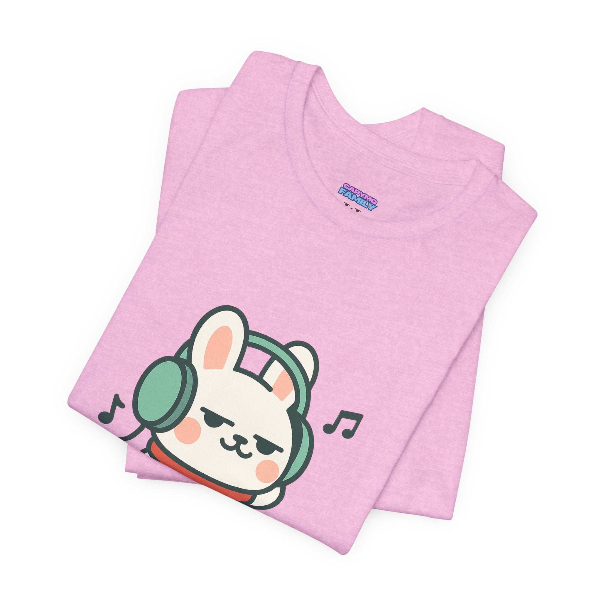 Capymo Family Cute Bunny Music Unisex Tee, Soft Beats Only, Gift for Music Lovers, Relaxed Fit T-Shirt, Animal Lover Apparel, Casual Wear