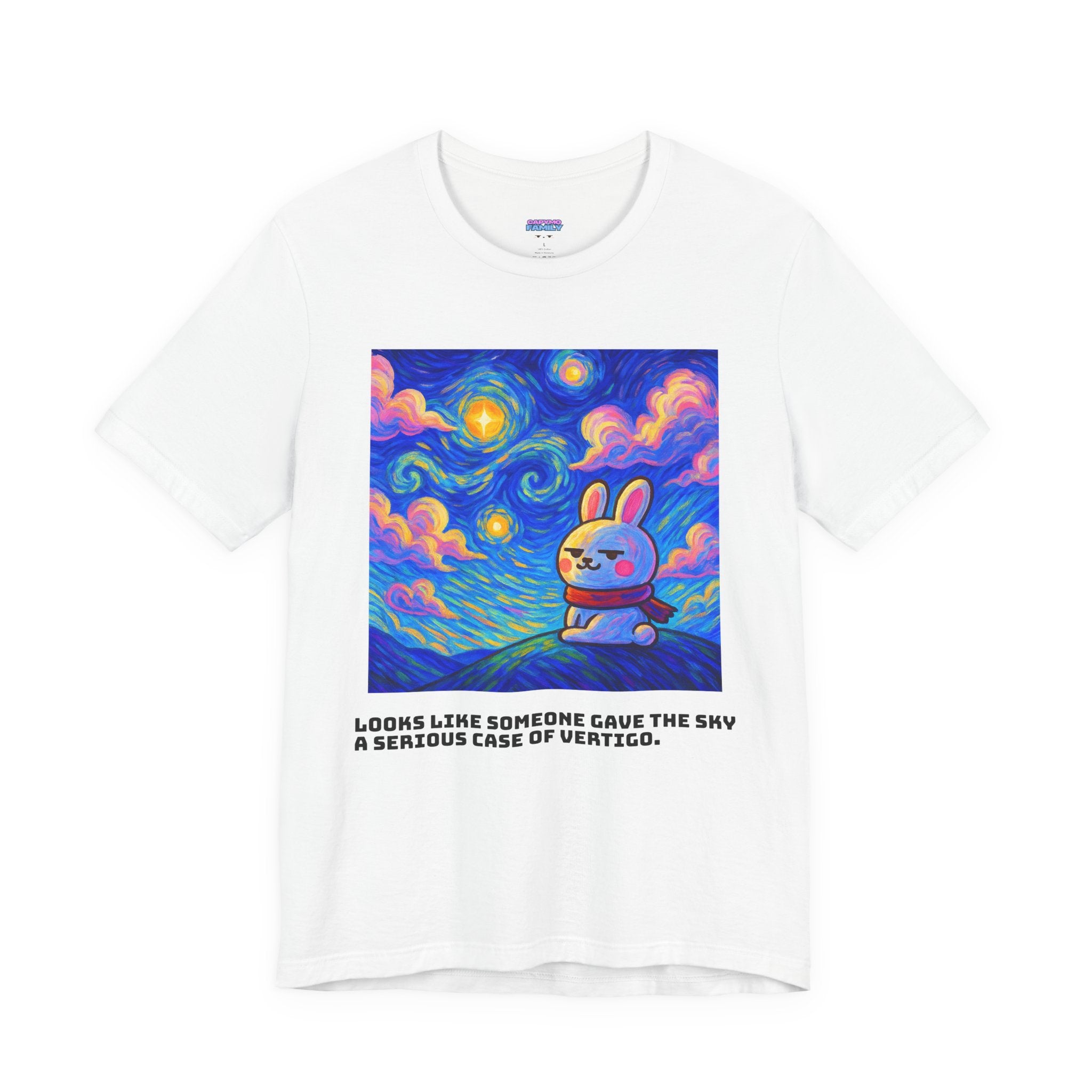 Capymo Family Starry Sky Night Vibrant Bunny Graphic Tee, Fun and Whimsical Short Sleeve Shirt, Perfect for Family Gatherings, Easter, or Everyday Wear