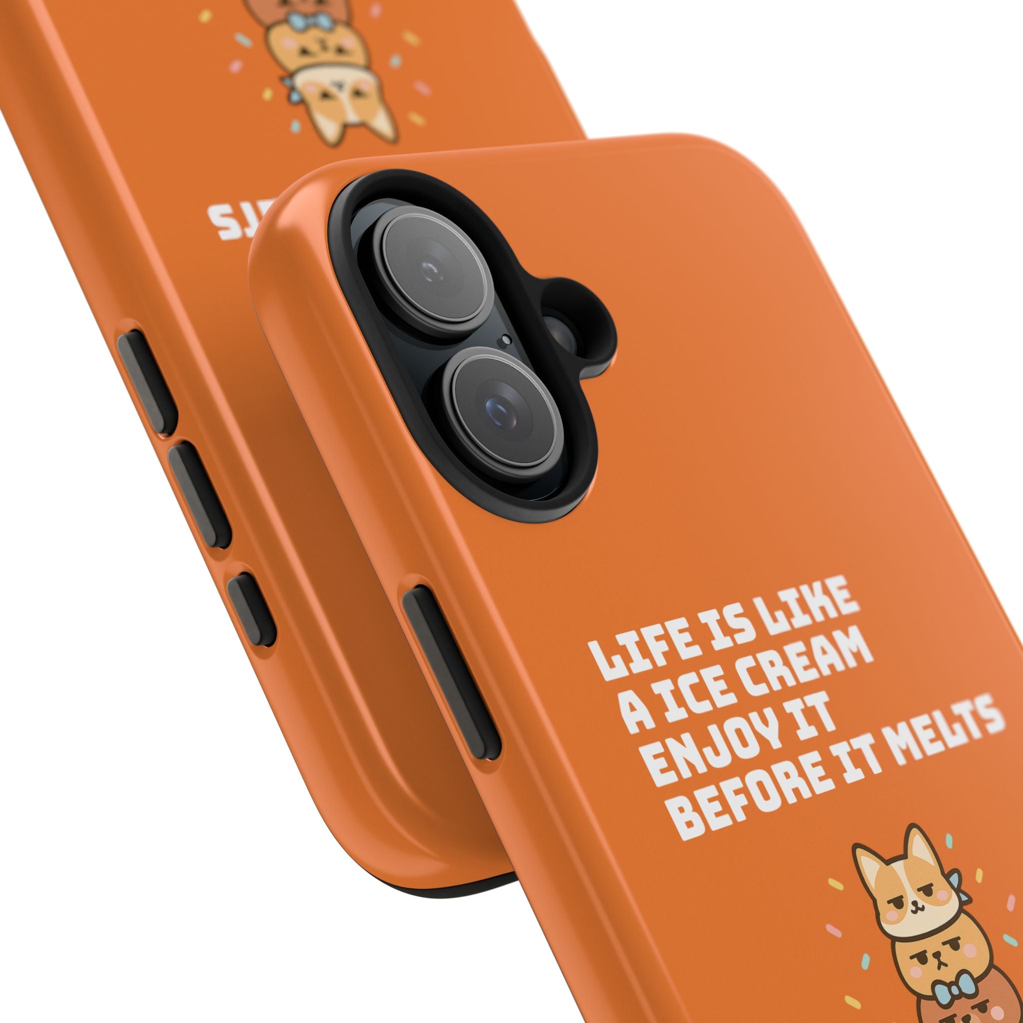 Capymo Family Ice Cream Cat Quote Phone Case – Cute Orange iPhone Cover with Motivational Saying