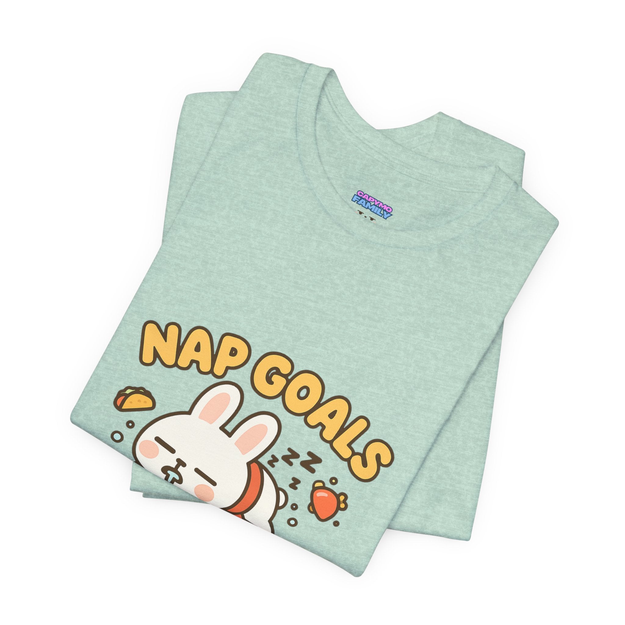 Capymo Family Kawaii Bunny Soft Cotton T-Shirt – "Nap Goals" "Toto" The Bunny Cute Tee (Unisex)