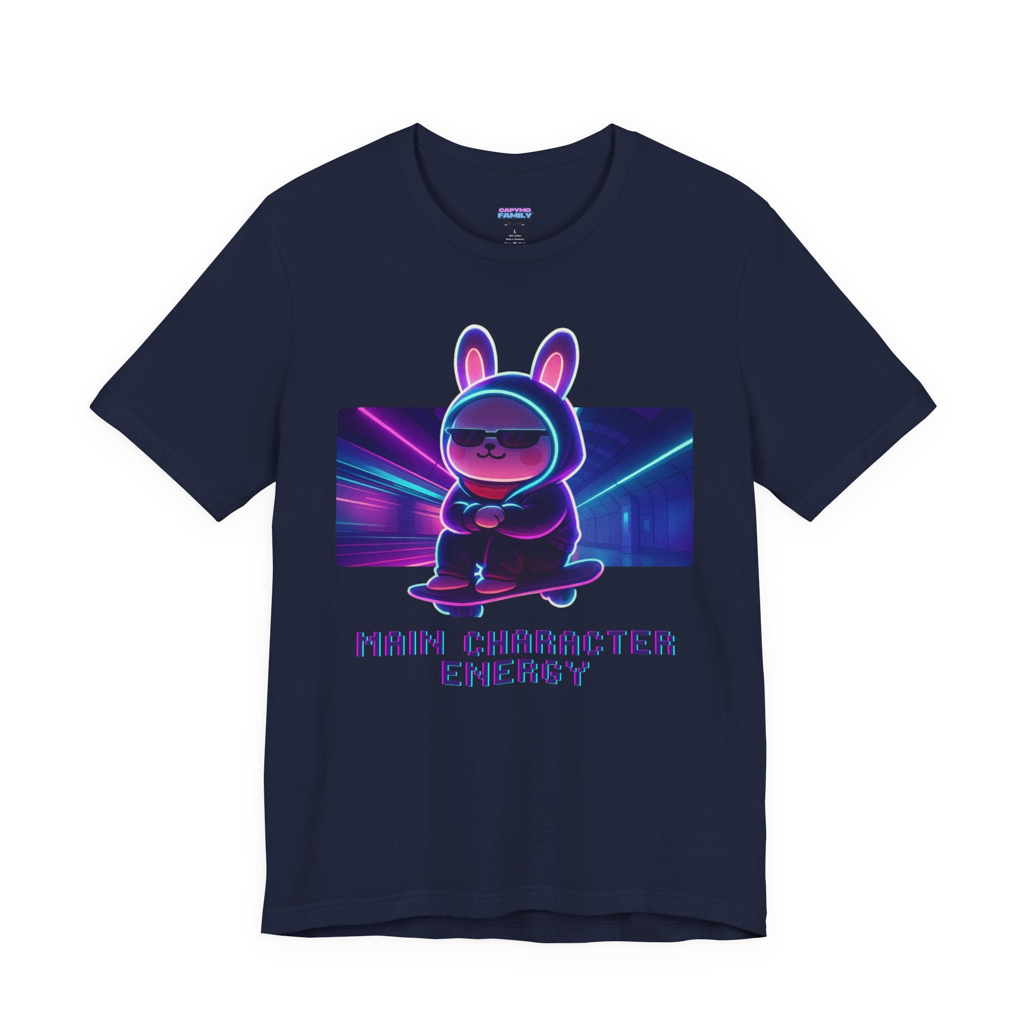 Capymo Family Kawaii Bunny Soft Cotton T-Shirt – "Main Character Energy" "Toto" The Bunny Cute Tee (Unisex)