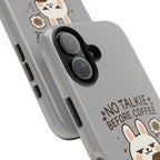 Capymo Family “No Talkie Before Coffee” Phone Case – Grumpy Bunny Morning Mood