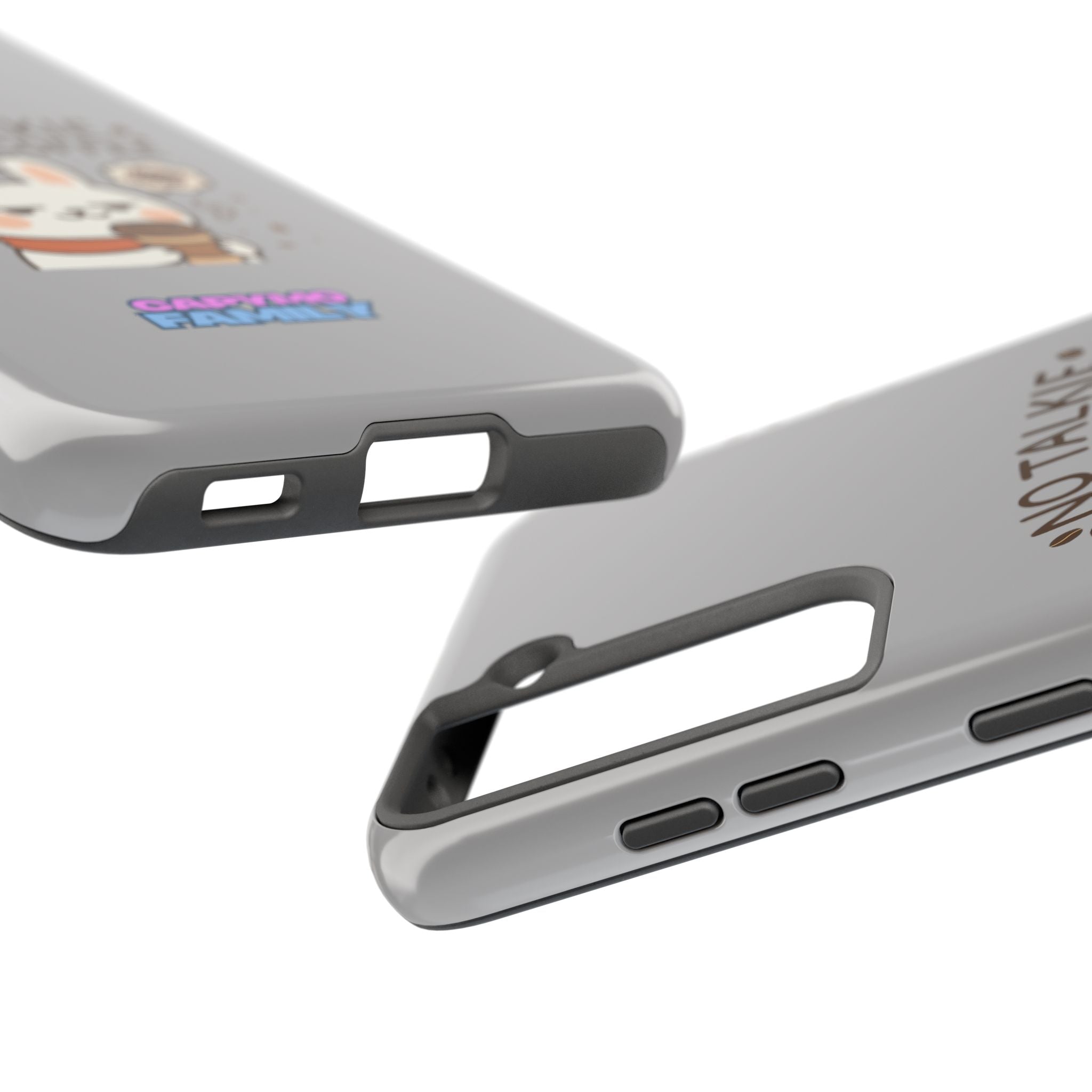 Capymo Family “No Talkie Before Coffee” Phone Case – Grumpy Bunny Morning Mood