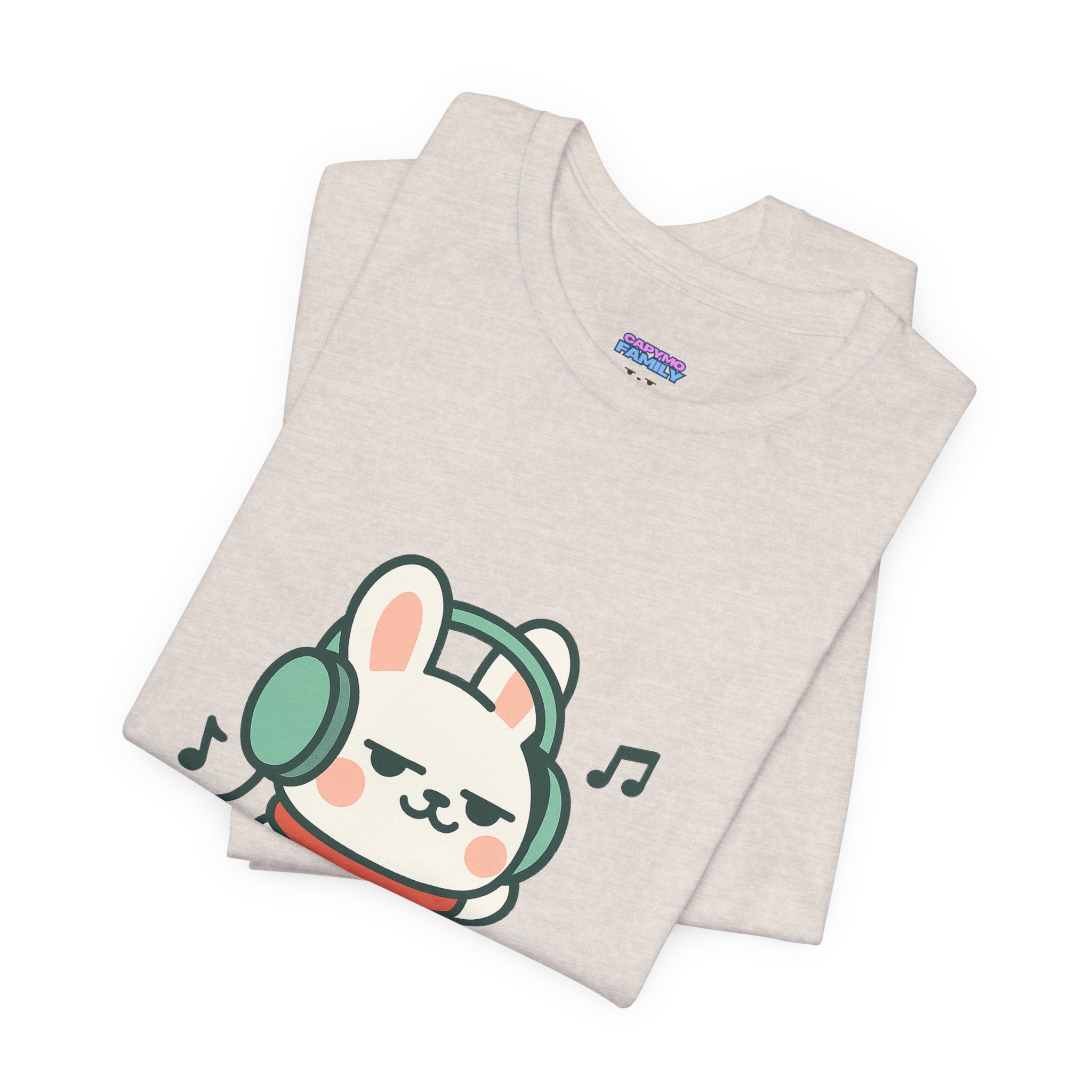 Capymo Family Cute Bunny Music Unisex Tee, Soft Beats Only, Gift for Music Lovers, Relaxed Fit T-Shirt, Animal Lover Apparel, Casual Wear