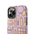 Capymo Family Kawaii Makeup Phone Case – Cute Girly iPhone Cover with Cosmetic Beauty Pattern