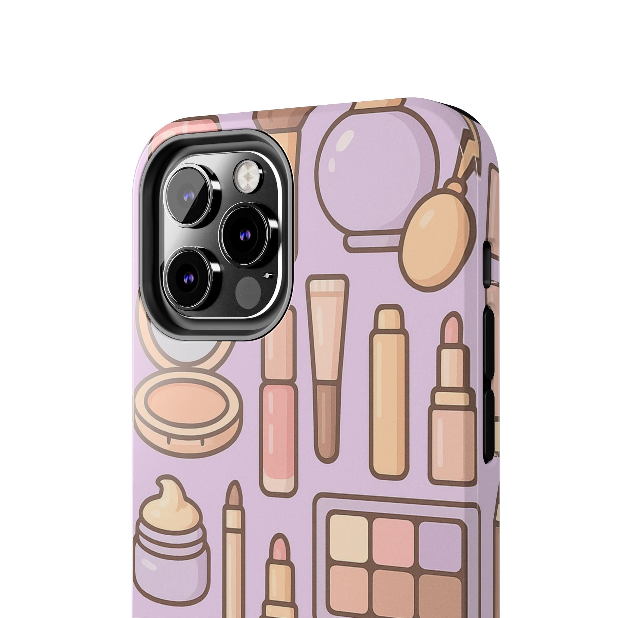 Capymo Family Kawaii Makeup Phone Case – Cute Girly iPhone Cover with Cosmetic Beauty Pattern