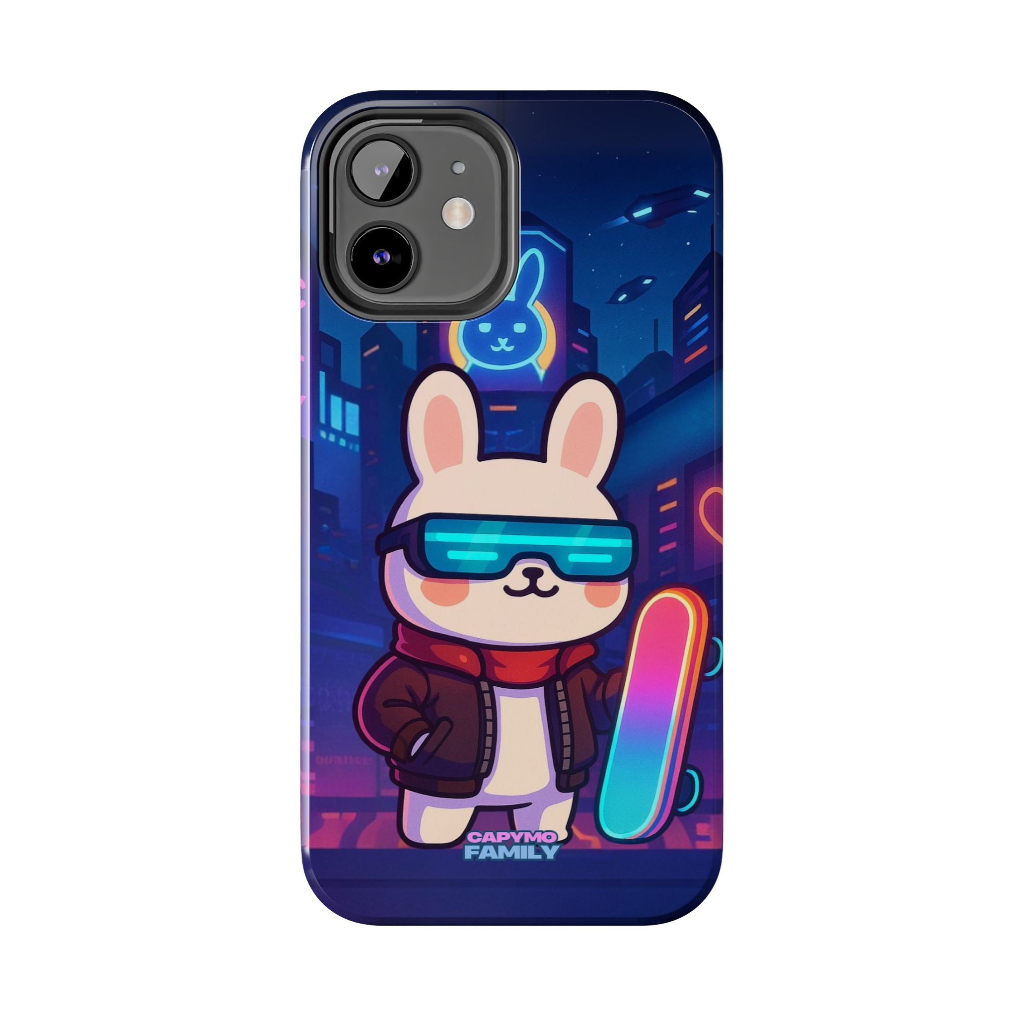 Capymo Family Cute Cartoon Bunny Tough Phone Case –Cyberpunk Bunny "Toto" Phone Case