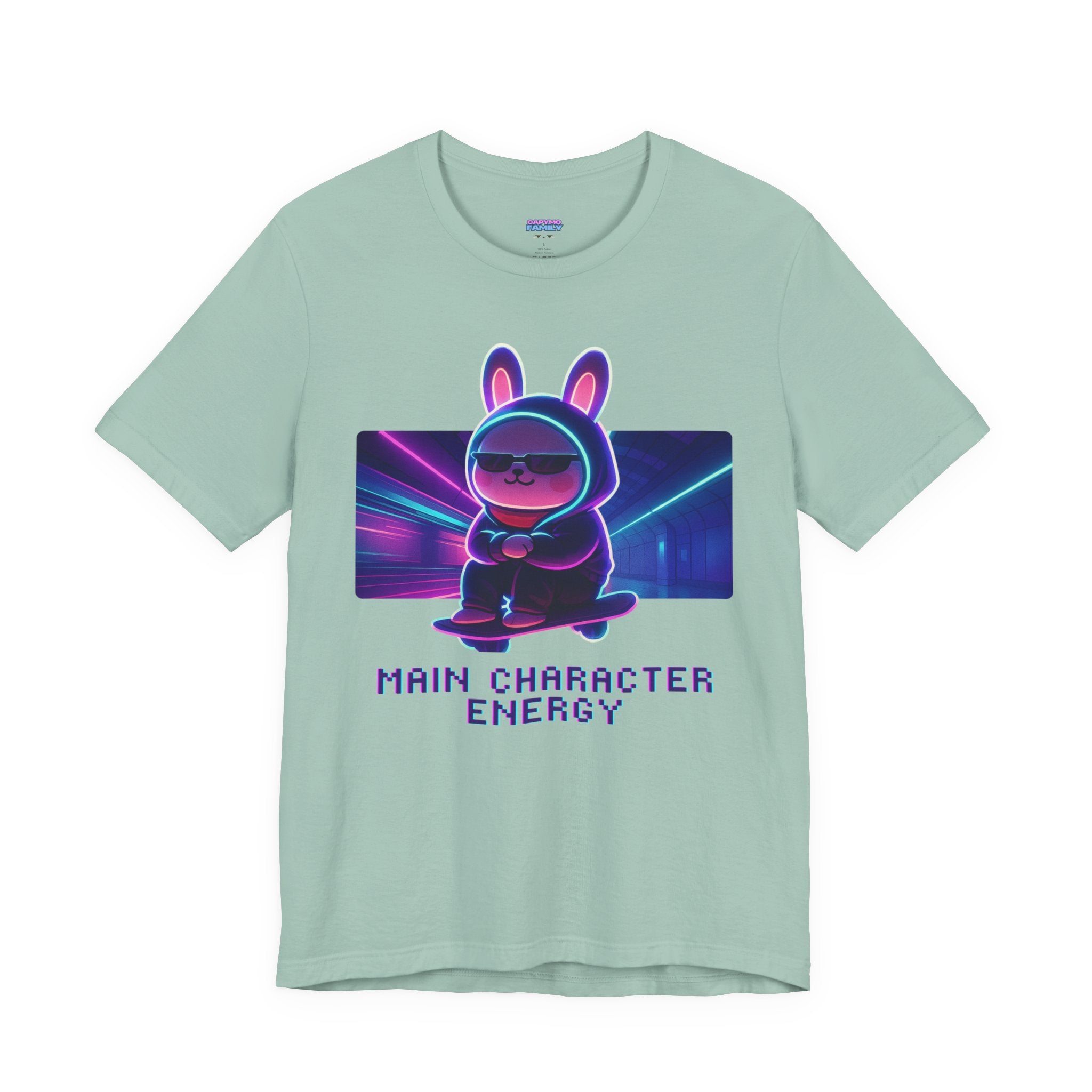 Capymo Family Kawaii Bunny Soft Cotton T-Shirt – "Main Character Energy" "Toto" The Bunny Cute Tee (Unisex)