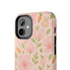 Capymo Family Bunny Blossom Spring Phone Case – Cute Floral iPhone Cover with Carrots & Sakura