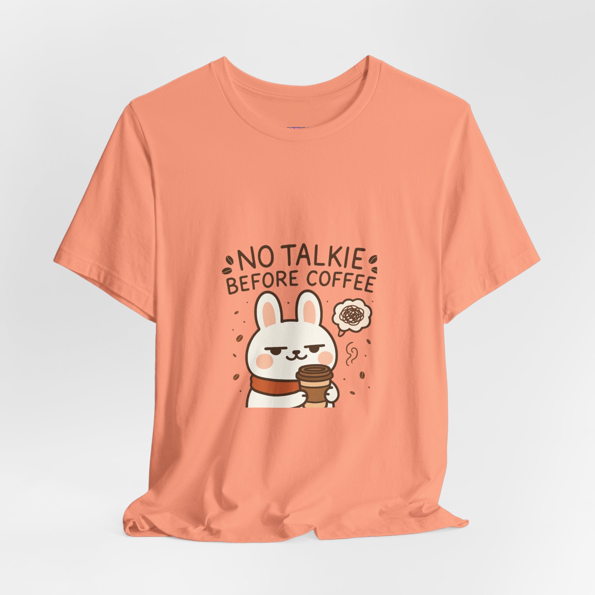 Capymo Family Kawaii Bunny Soft Cotton T-Shirt – "No Talkie Before Coffee" "Toto" The Bunny Cute Tee (Unisex)