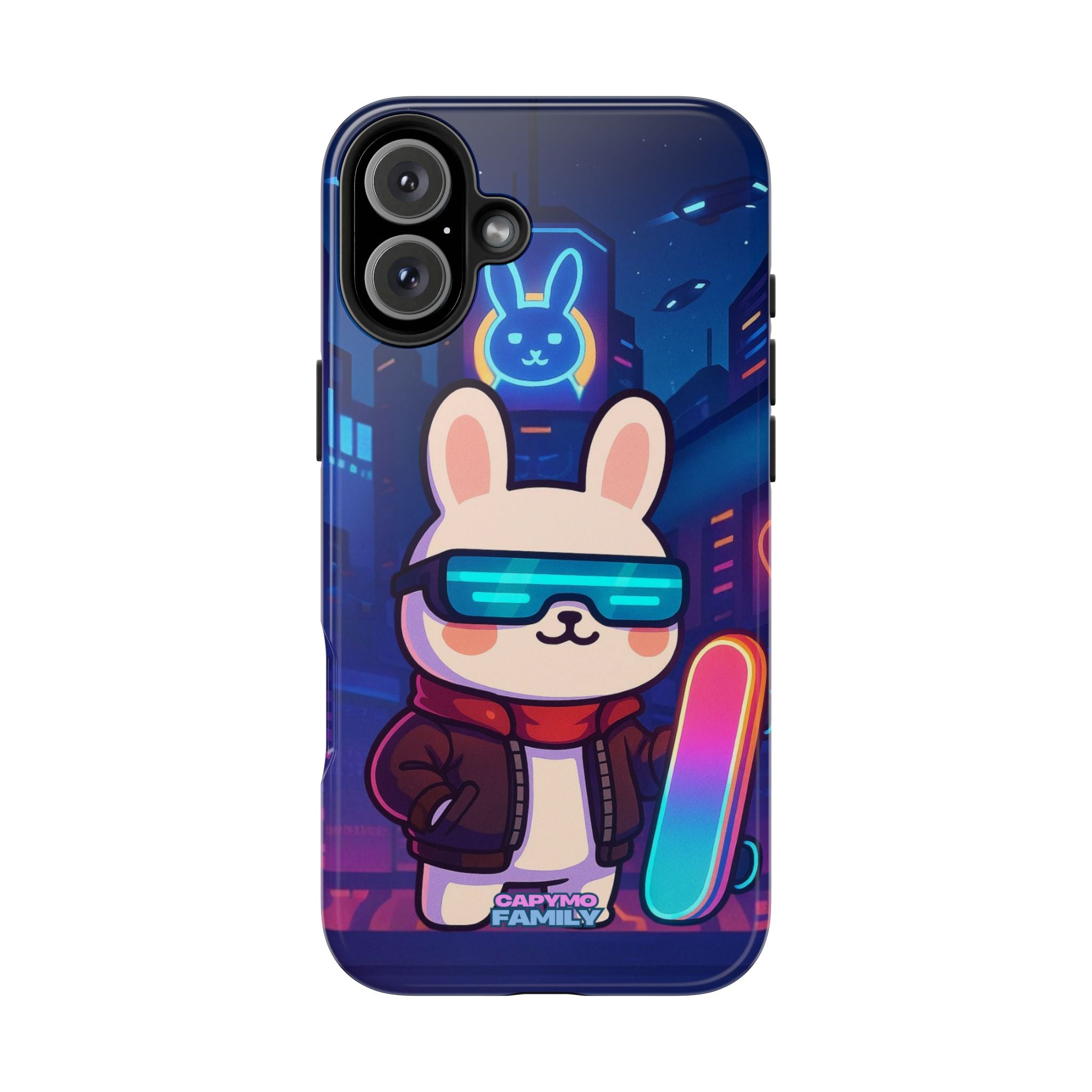 Capymo Family Cute Cartoon Bunny Tough Phone Case –Cyberpunk Bunny "Toto" Phone Case