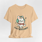Capymo Family Cute Bunny Music Unisex Tee, Soft Beats Only, Gift for Music Lovers, Relaxed Fit T-Shirt, Animal Lover Apparel, Casual Wear