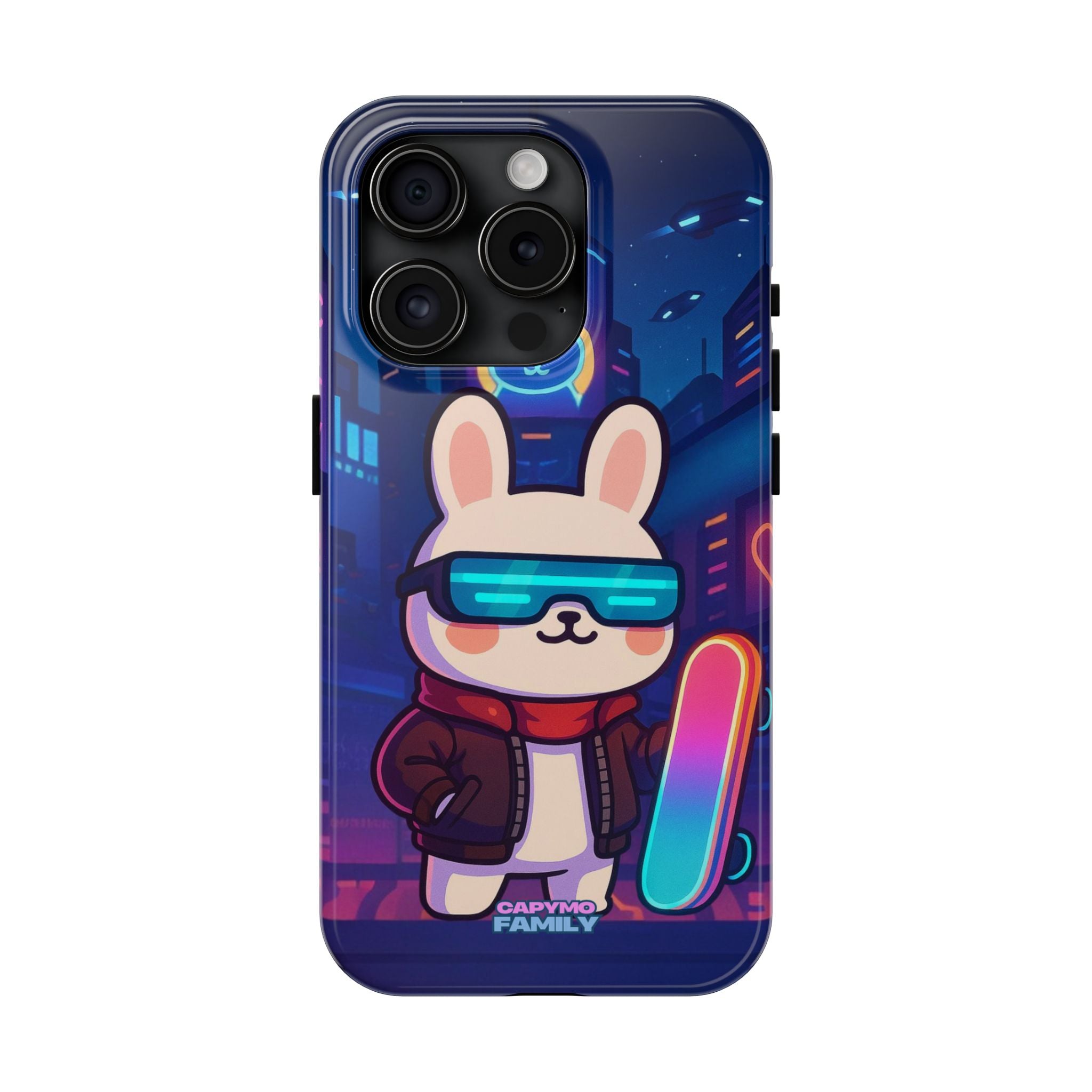 Capymo Family Cute Cartoon Bunny Tough Phone Case –Cyberpunk Bunny "Toto" Phone Case
