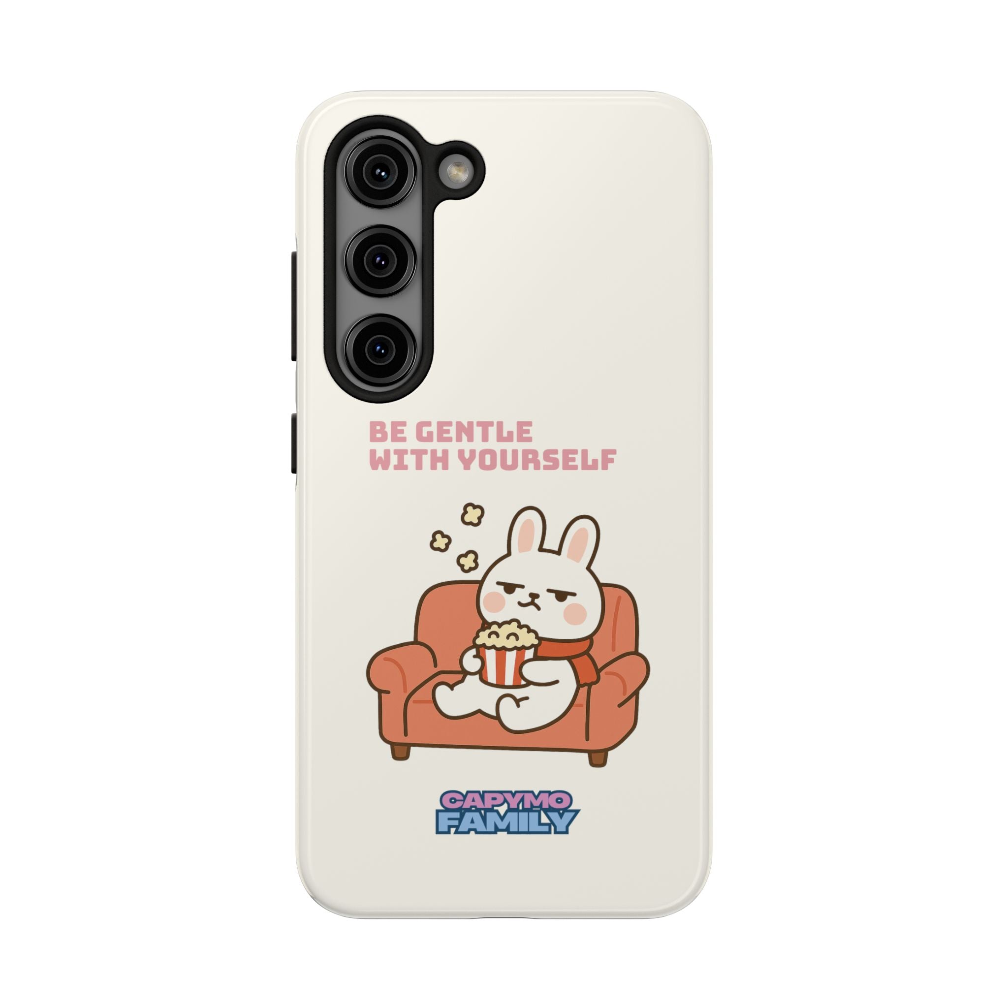Capymo Family “Be Gentle With Yourself” Phone Case – Cozy Bunny Self-Care Quote Cover