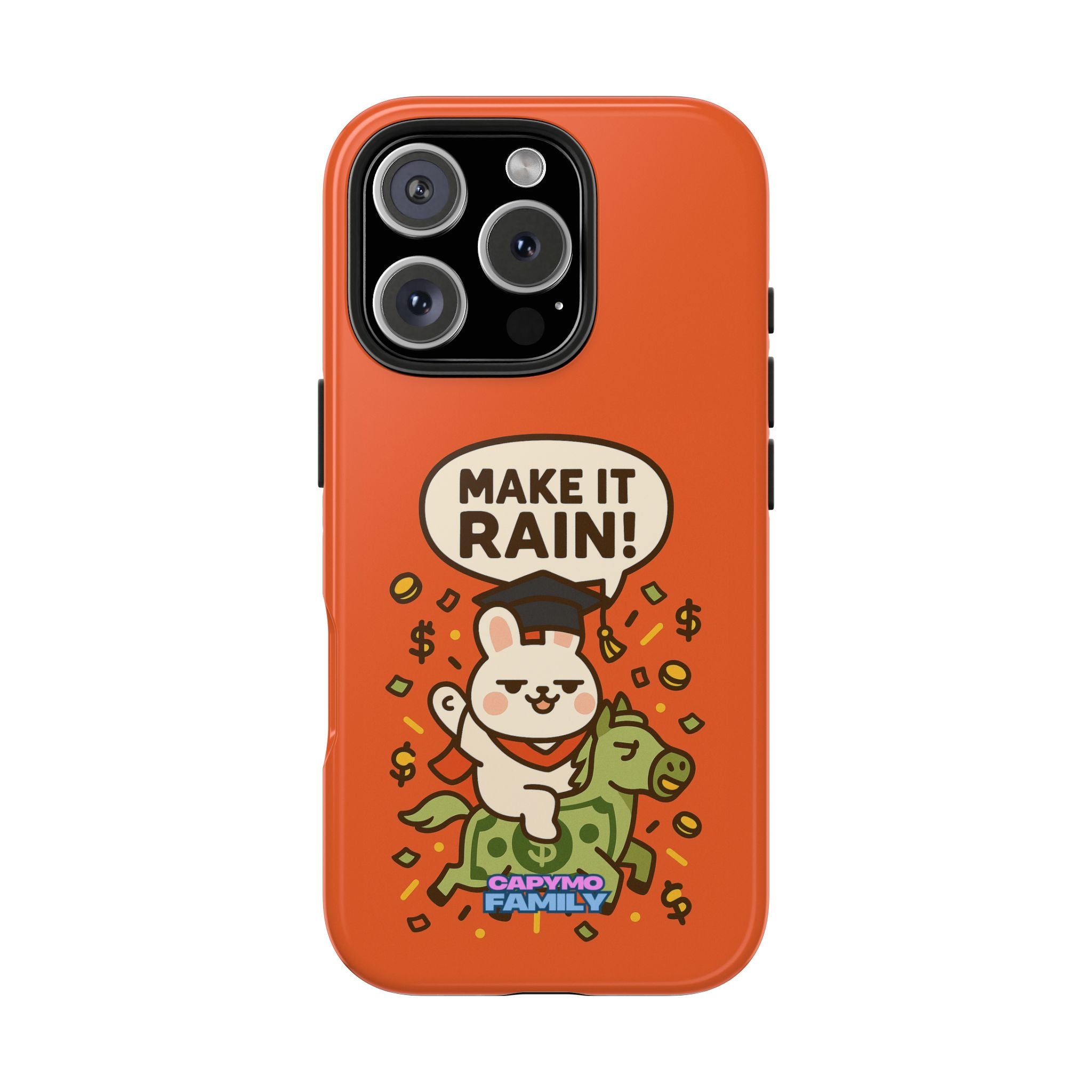 Capymo Family Playful Cute Cartoon Bunny Tough Phone Case –"Make It Rain" Bunny "Toto" Phone Case
