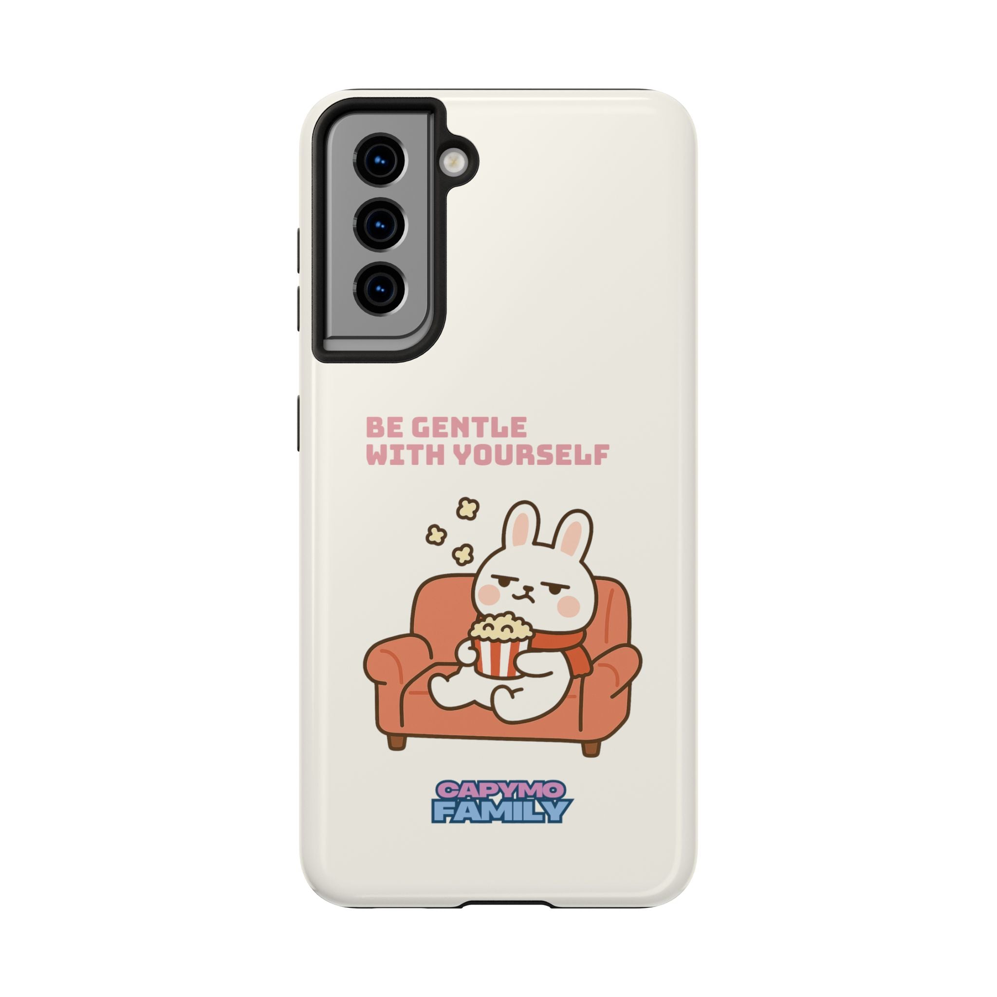 Capymo Family “Be Gentle With Yourself” Phone Case – Cozy Bunny Self-Care Quote Cover