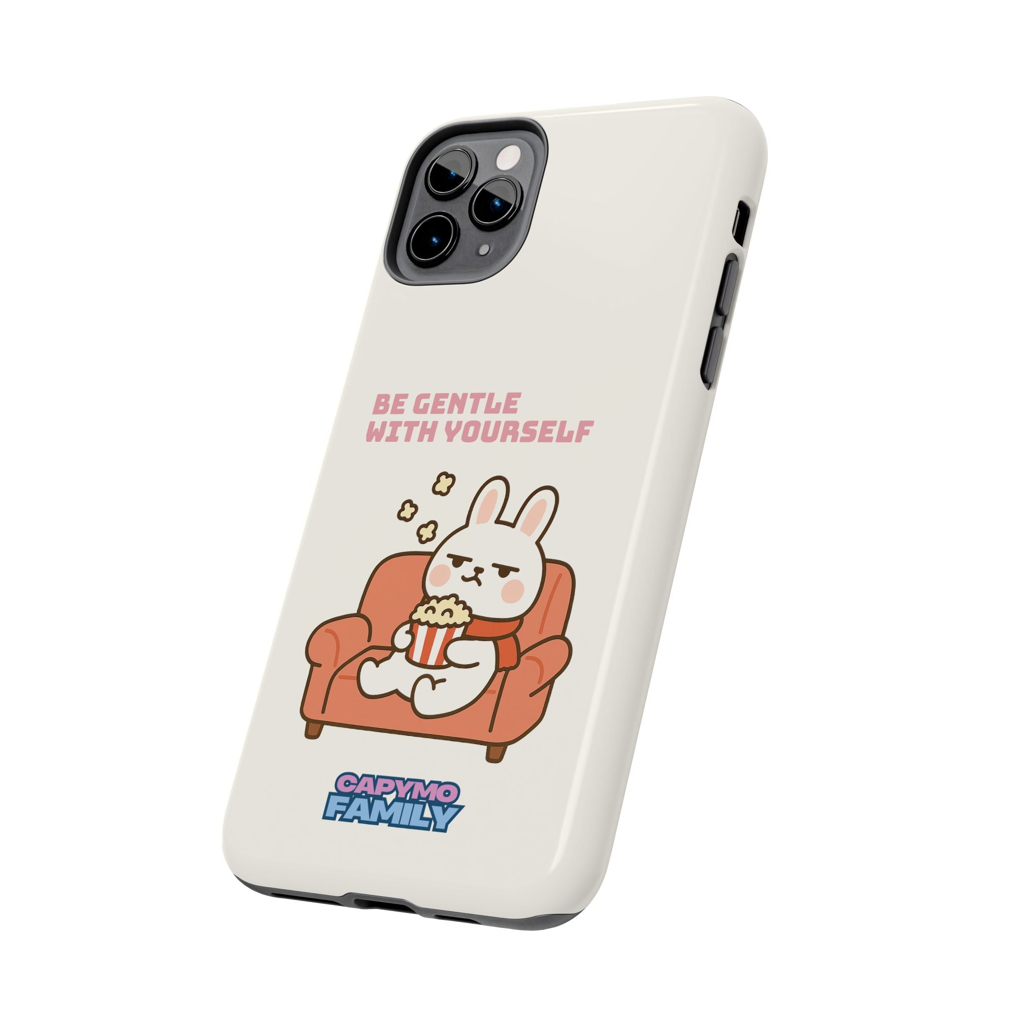 Capymo Family “Be Gentle With Yourself” Phone Case – Cozy Bunny Self-Care Quote Cover
