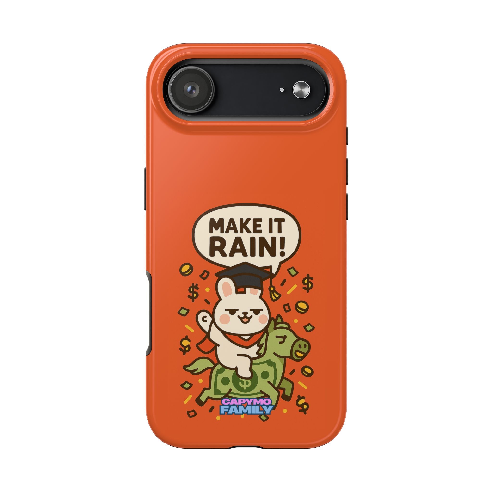 Capymo Family Playful Cute Cartoon Bunny Tough Phone Case –"Make It Rain" Bunny "Toto" Phone Case