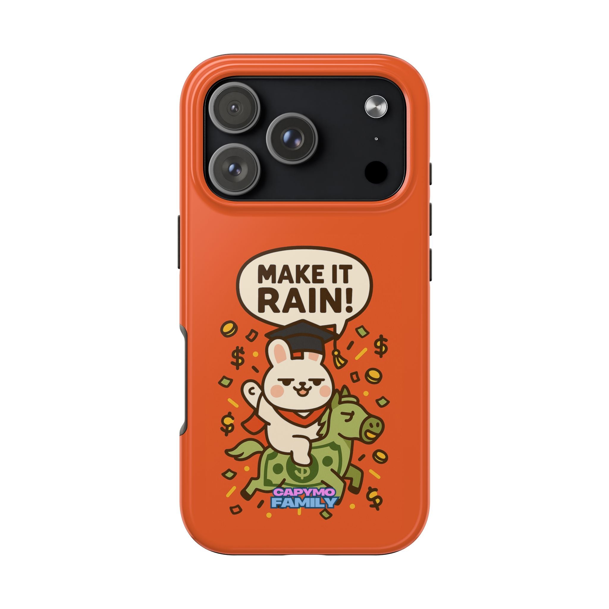 Capymo Family Playful Cute Cartoon Bunny Tough Phone Case –"Make It Rain" Bunny "Toto" Phone Case