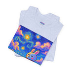 Capymo Family Starry Sky Night Vibrant Bunny Graphic Tee, Fun and Whimsical Short Sleeve Shirt, Perfect for Family Gatherings, Easter, or Everyday Wear