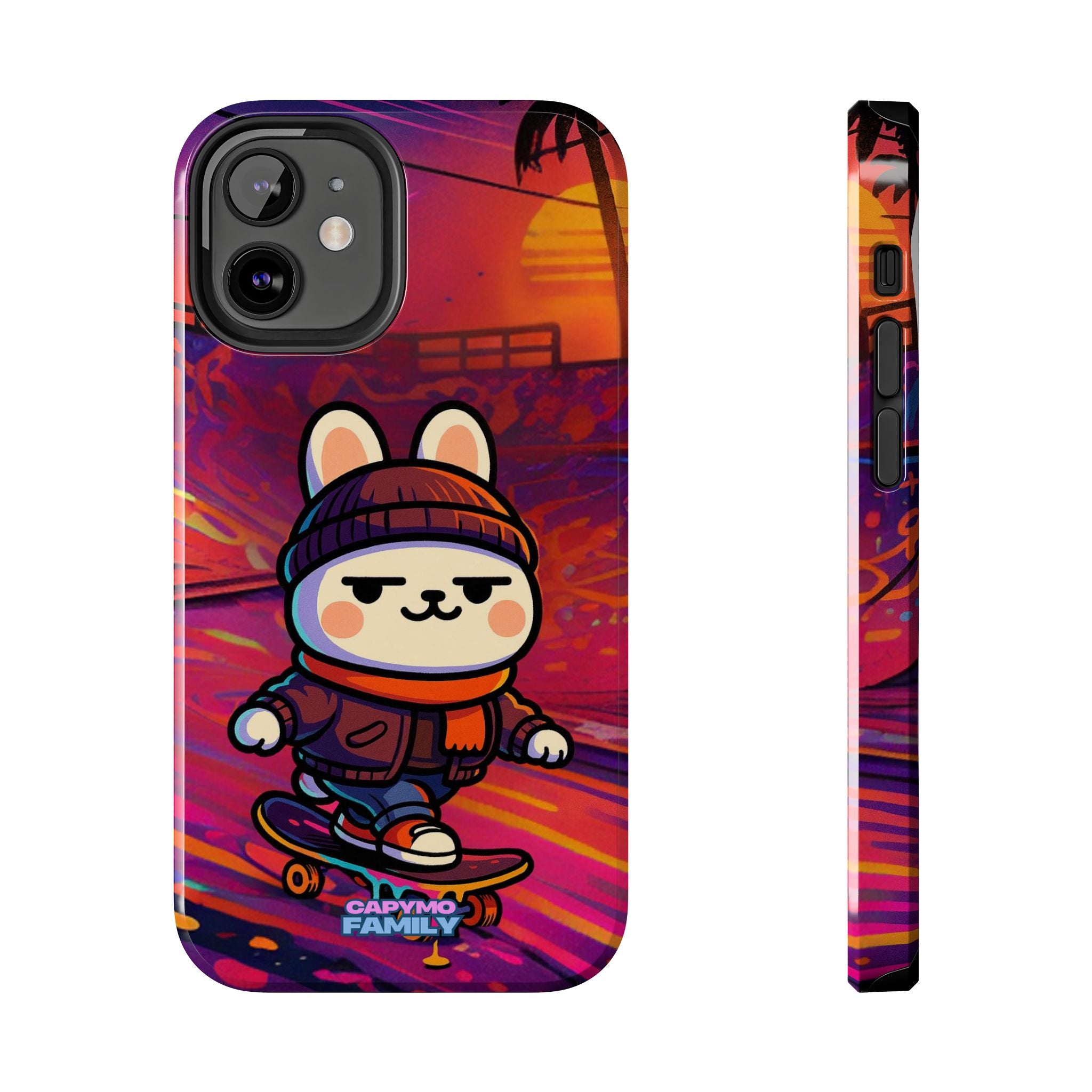 Capymo Family Sunset Skate Bunny Phone Case – Vibrant Skatepark Bunny "Toto" Phone Case