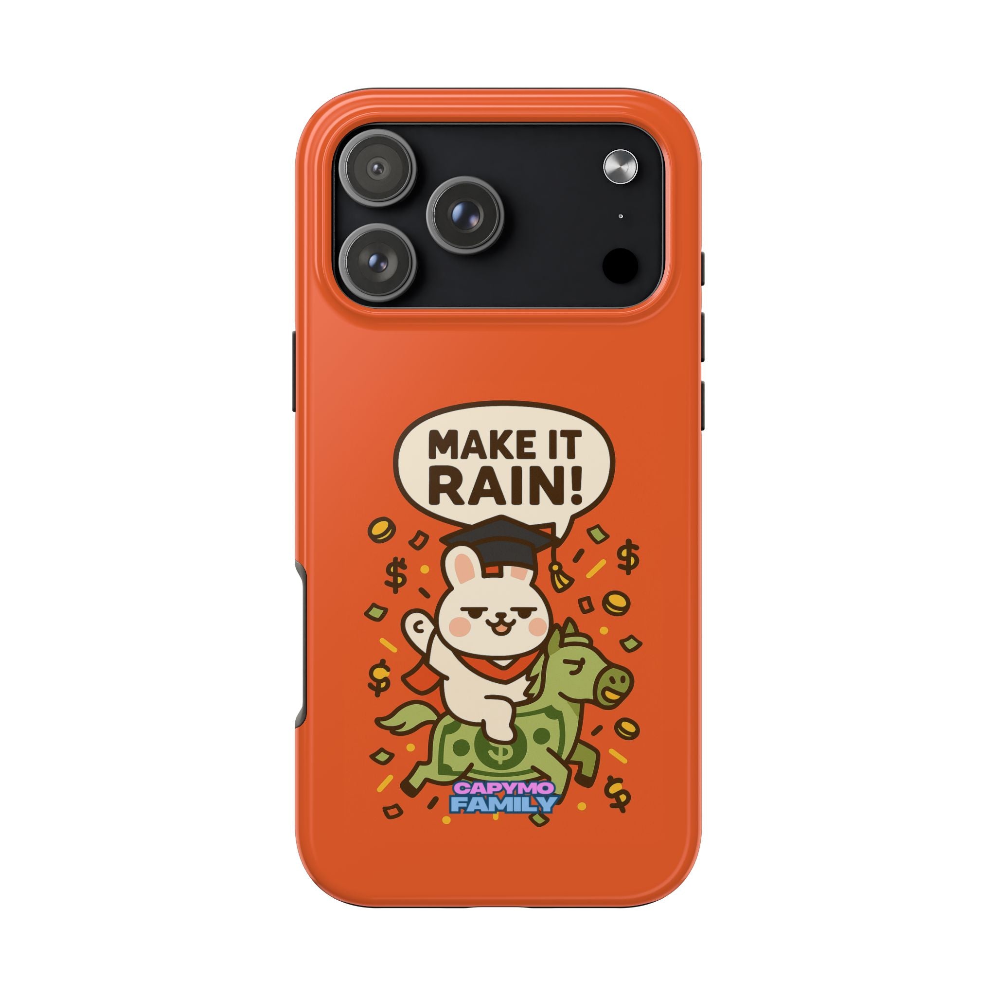 Capymo Family Playful Cute Cartoon Bunny Tough Phone Case –"Make It Rain" Bunny "Toto" Phone Case