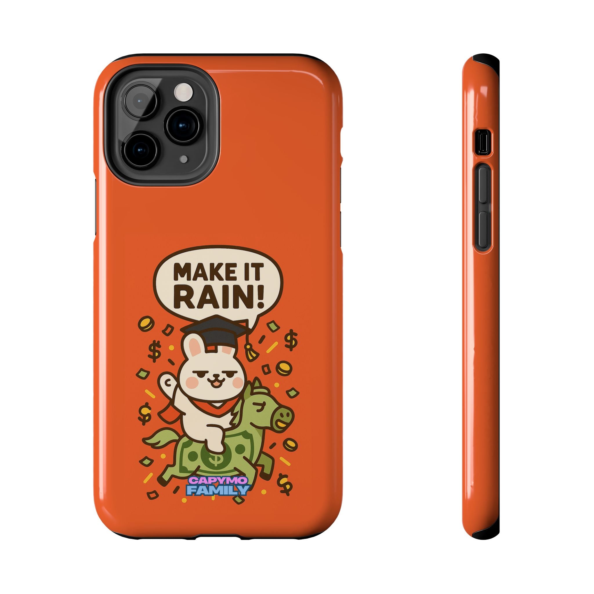 Capymo Family Playful Cute Cartoon Bunny Tough Phone Case –"Make It Rain" Bunny "Toto" Phone Case