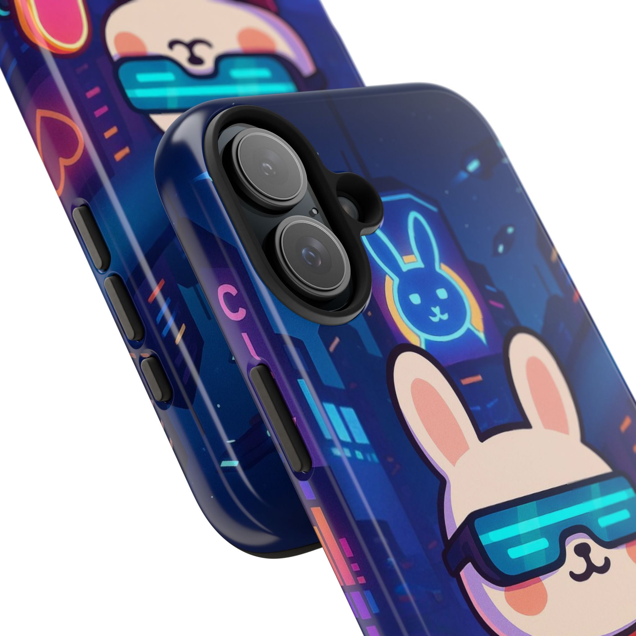 Capymo Family Cute Cartoon Bunny Tough Phone Case –Cyberpunk Bunny "Toto" Phone Case