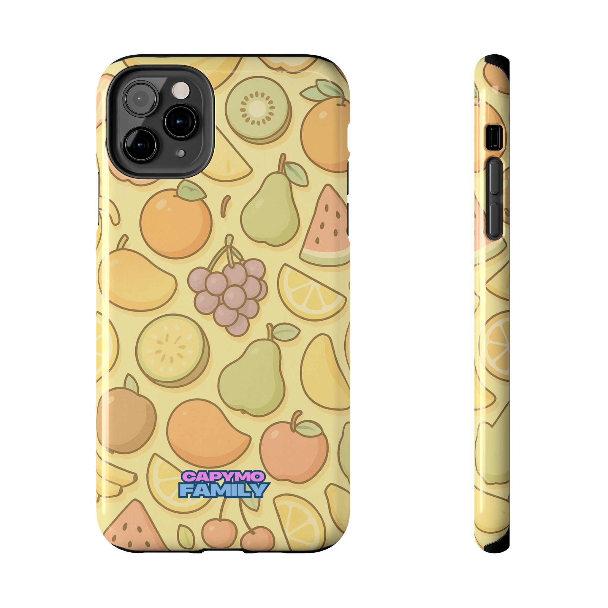 Capymo Family Kawaii Fruit Phone Case – Cute Aesthetic iPhone Cover with Citrus & Summer Vibes