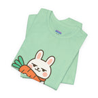 capymo Family Cute Carrot Break Bunny Tee - Unisex Jersey Short Sleeve Tee, Funny Animal Shirt, Spring Gift, Cute Graphic Tee, Gift for Bunny Lovers
