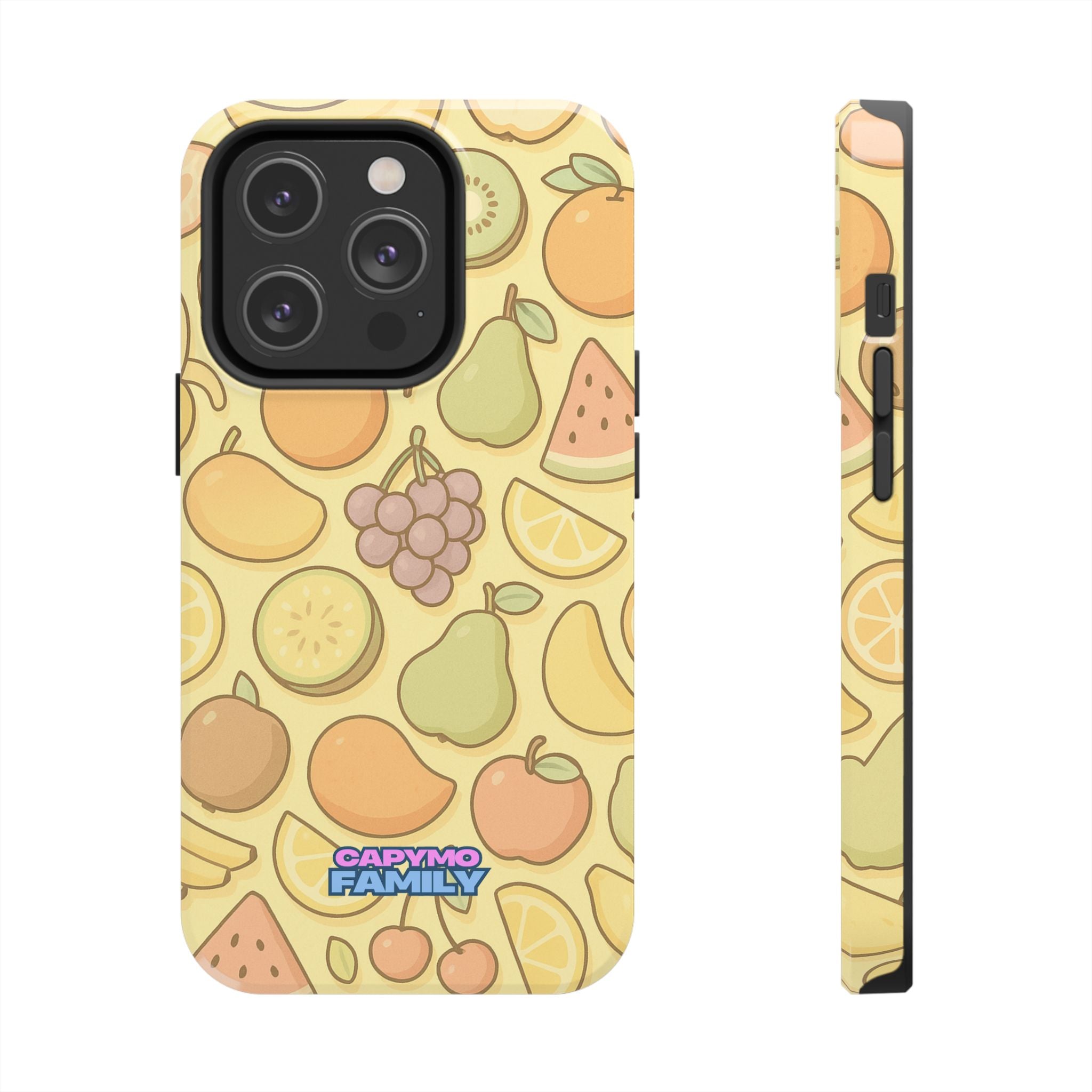Capymo Family Kawaii Fruit Phone Case – Cute Aesthetic iPhone Cover with Citrus & Summer Vibes