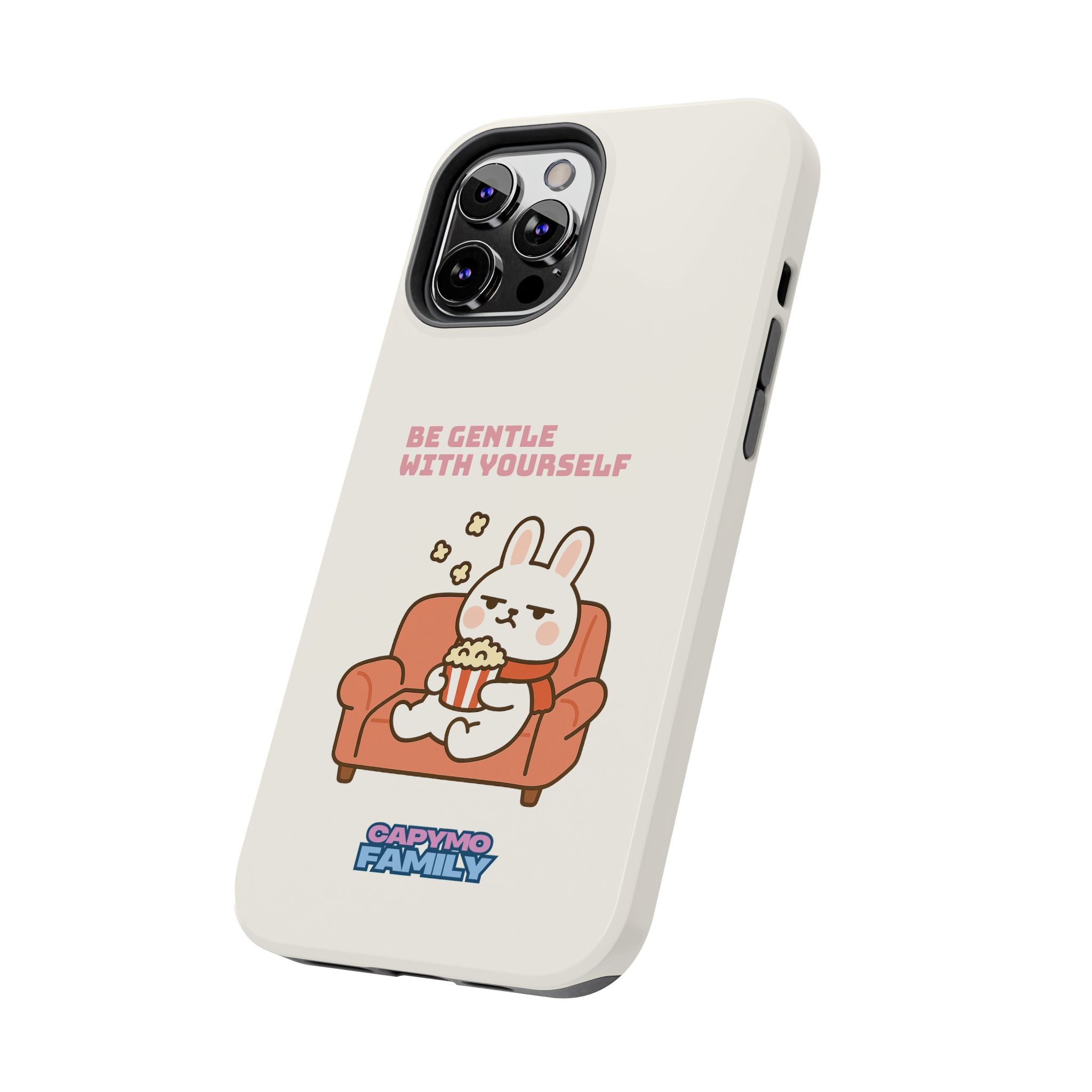 Capymo Family “Be Gentle With Yourself” Phone Case – Cozy Bunny Self-Care Quote Cover