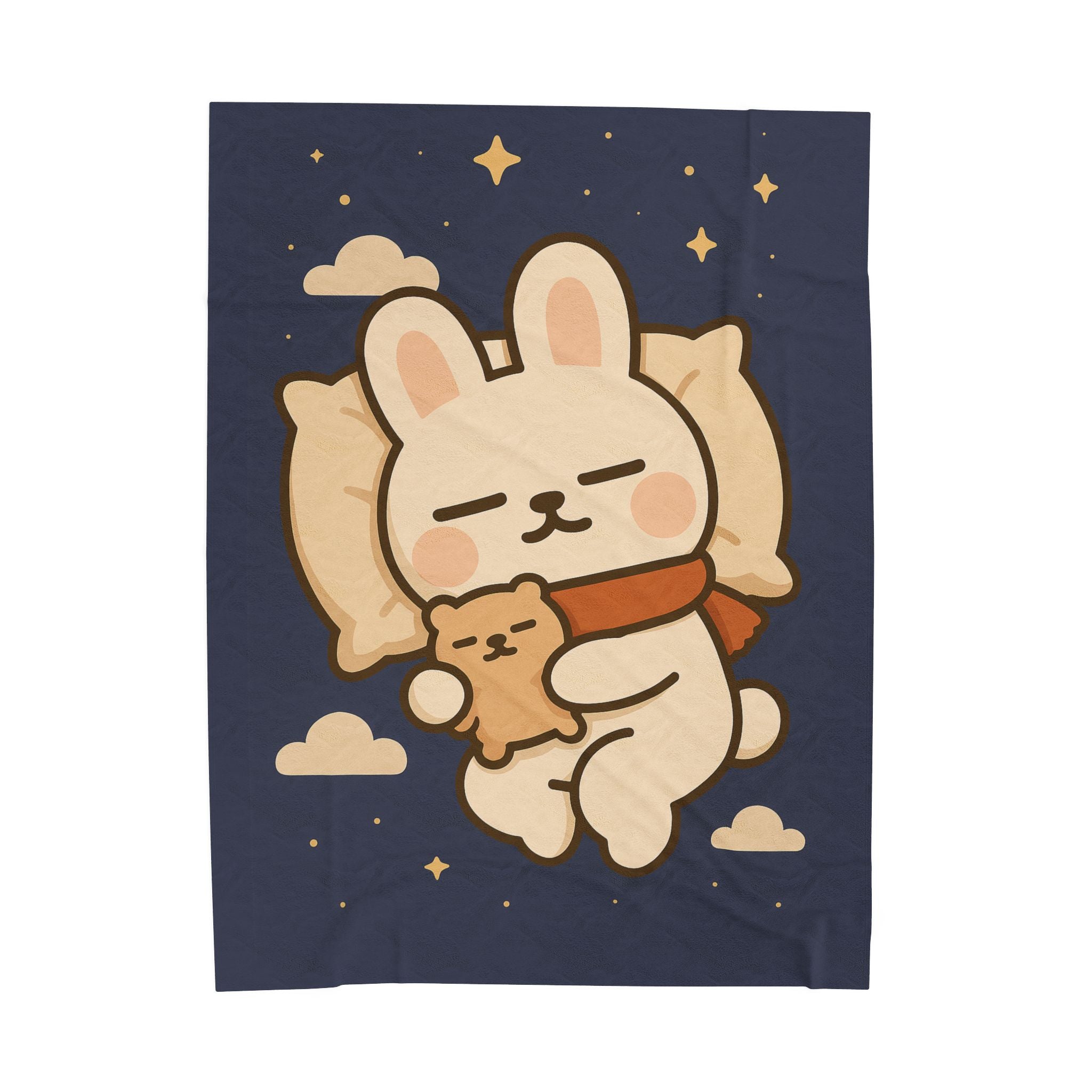 Velveteen Plush Blanket - Toto Sleeping Bunny Cartoon Cozy Throw, All Ages, Soft Kids Bedspread, Warm Lap Cover, Decorative Sofa Blanket