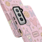 Capymo Family Kawaii Magic Snack Phone Case – Pastel Candy, Popcorn & Cookie Pattern Cover