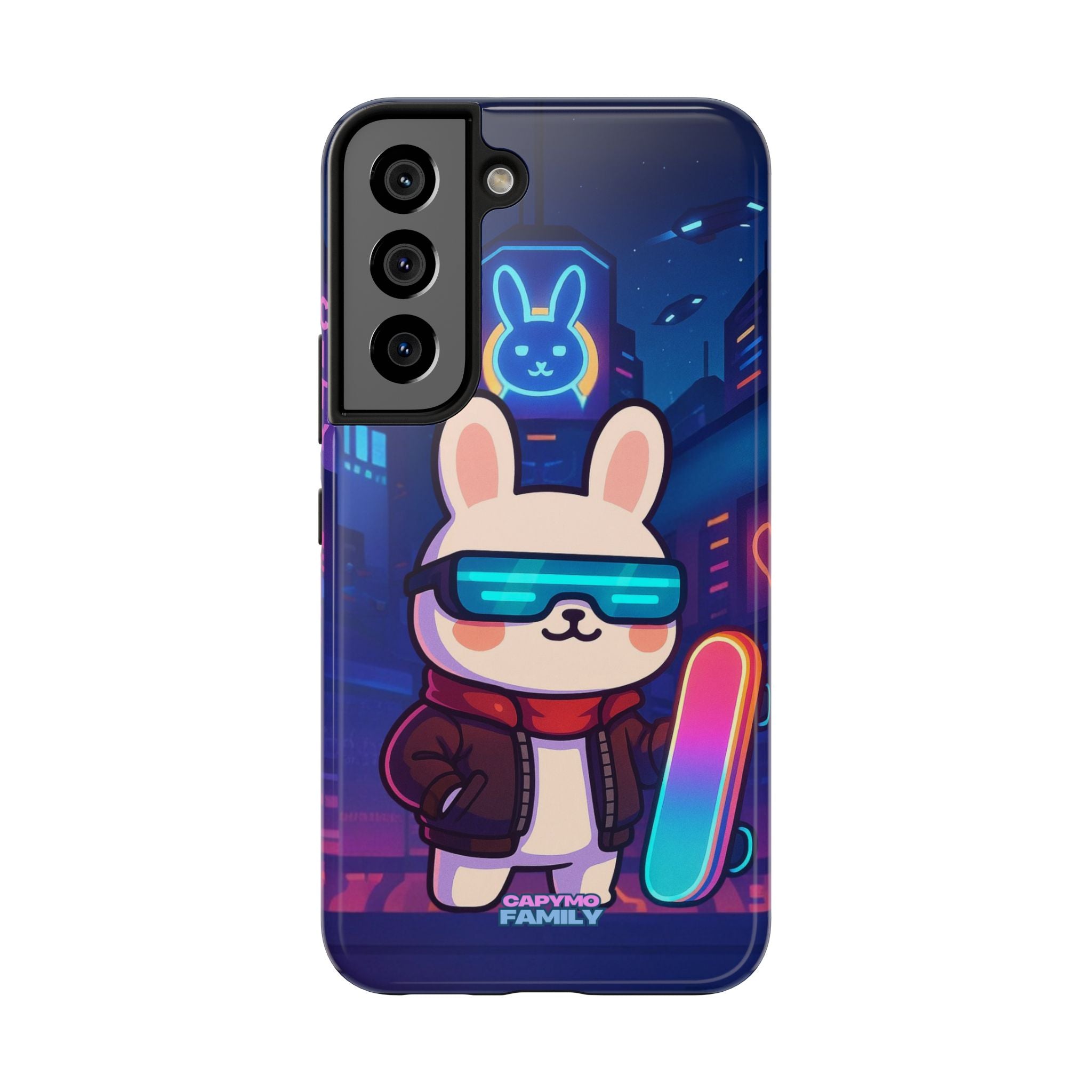 Capymo Family Cute Cartoon Bunny Tough Phone Case –Cyberpunk Bunny "Toto" Phone Case