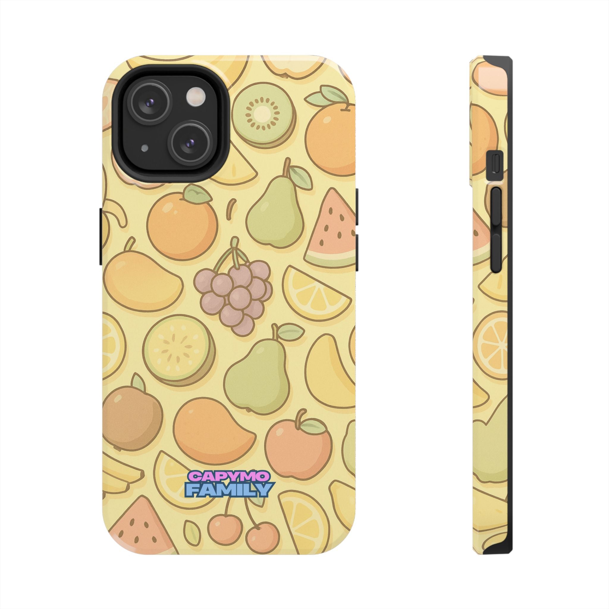Capymo Family Kawaii Fruit Phone Case – Cute Aesthetic iPhone Cover with Citrus & Summer Vibes