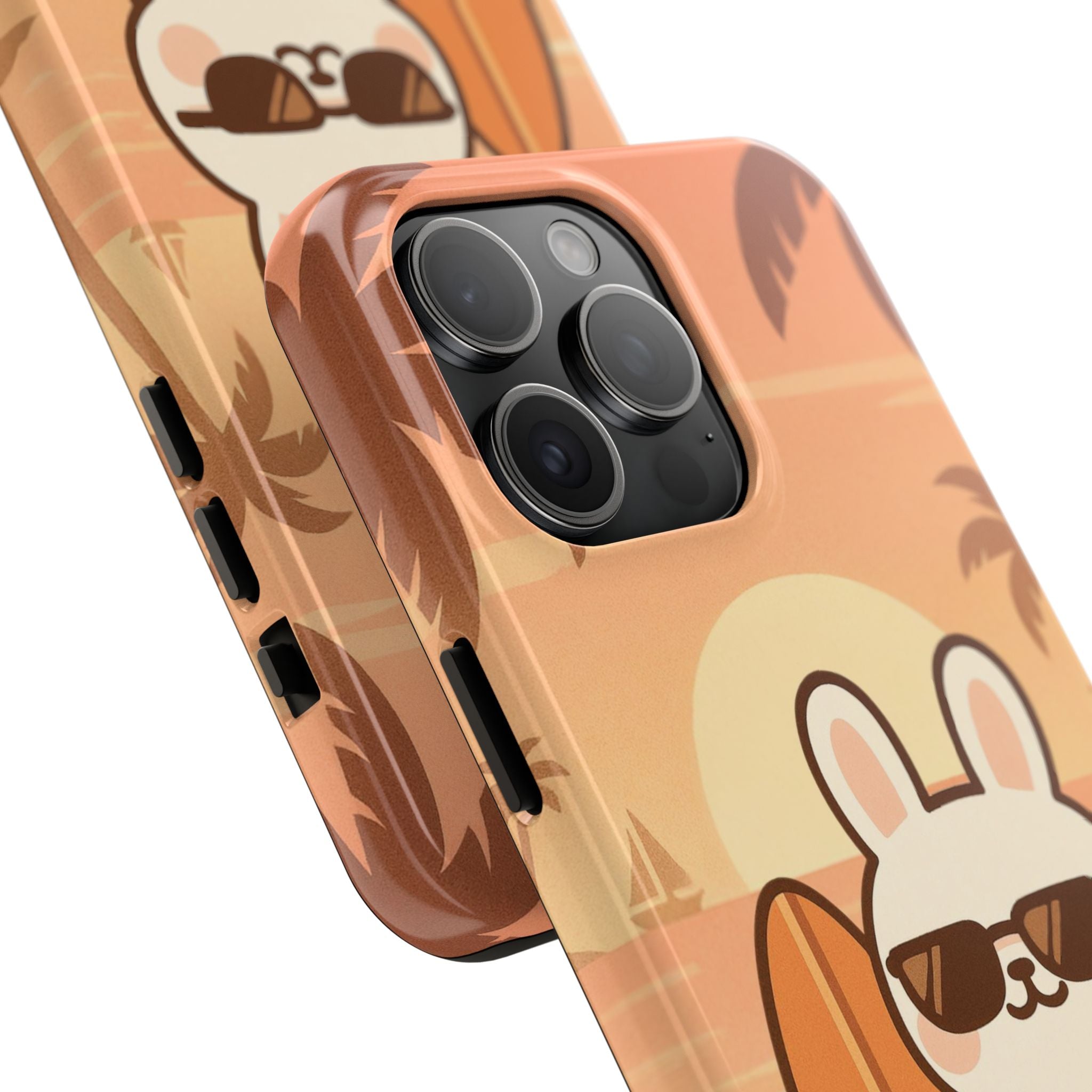 Capymo Family Sunset Surf Bunny Phone Case – Tropical Beach Skateboard Bunny "Toto" Phone Case