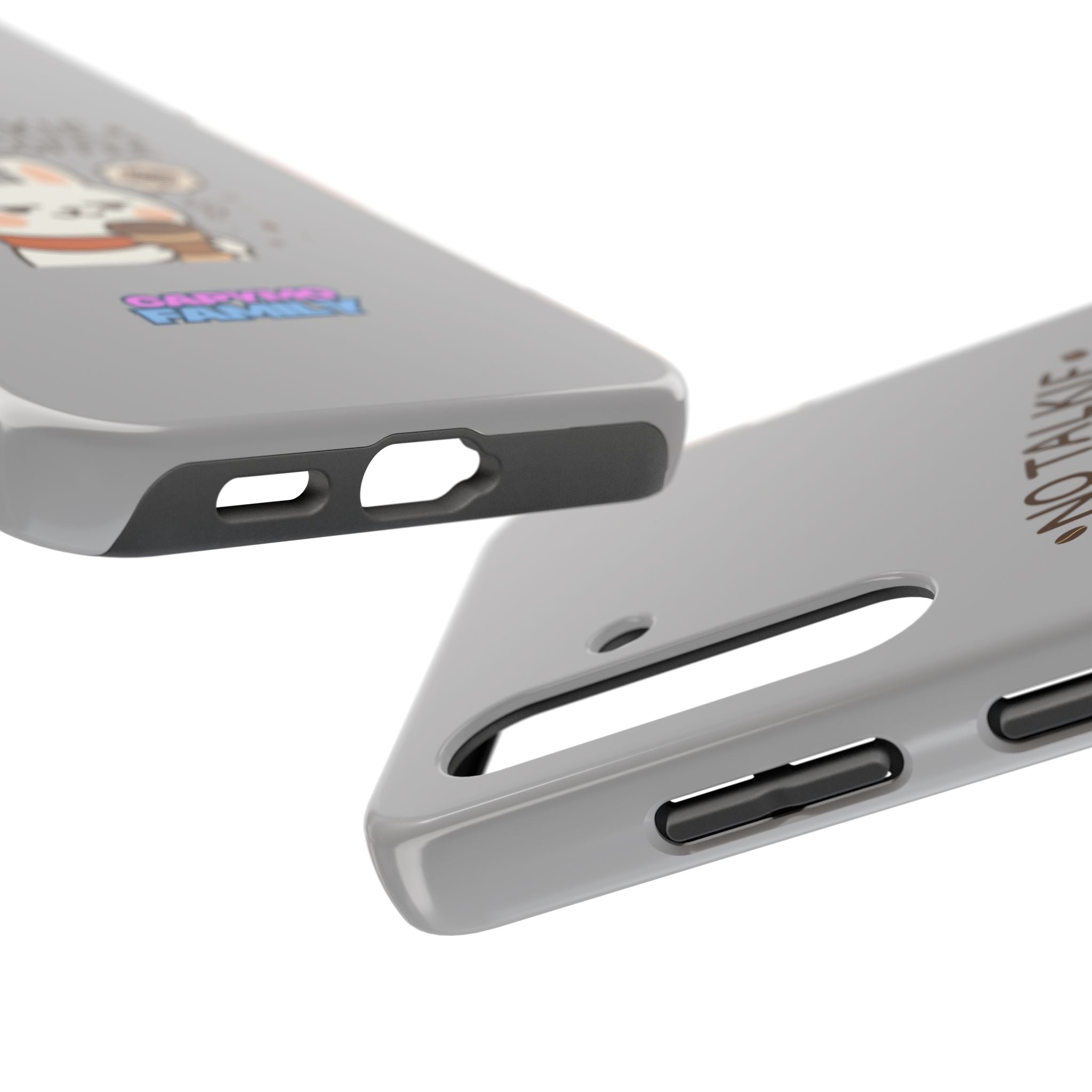 Capymo Family “No Talkie Before Coffee” Phone Case – Grumpy Bunny Morning Mood