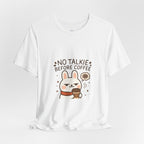 Capymo Family Kawaii Bunny Soft Cotton T-Shirt – "No Talkie Before Coffee" "Toto" The Bunny Cute Tee (Unisex)