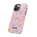 Capymo Family Kawaii Magic Snack Phone Case – Pastel Candy, Popcorn & Cookie Pattern Cover