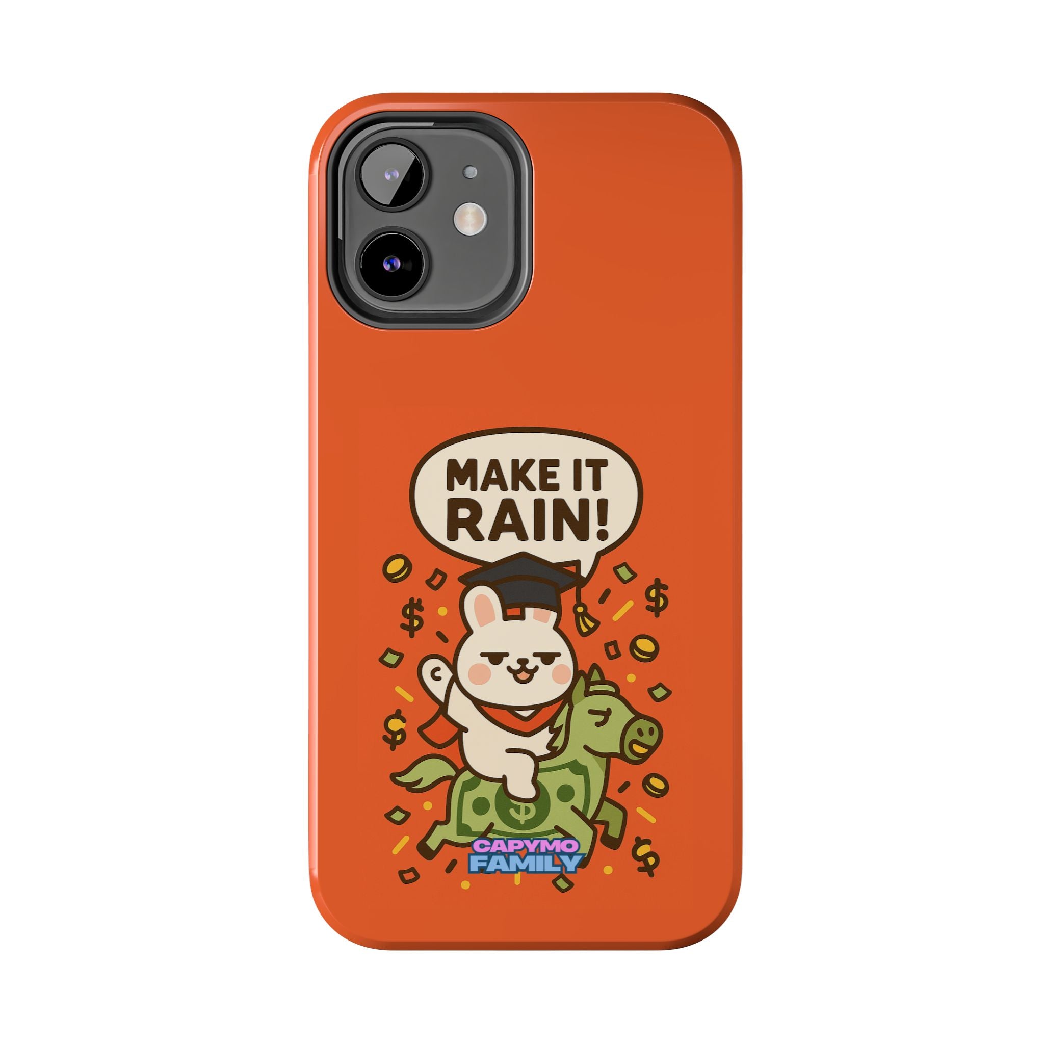 Capymo Family Playful Cute Cartoon Bunny Tough Phone Case –"Make It Rain" Bunny "Toto" Phone Case