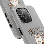 Capymo Family “No Talkie Before Coffee” Phone Case – Grumpy Bunny Morning Mood
