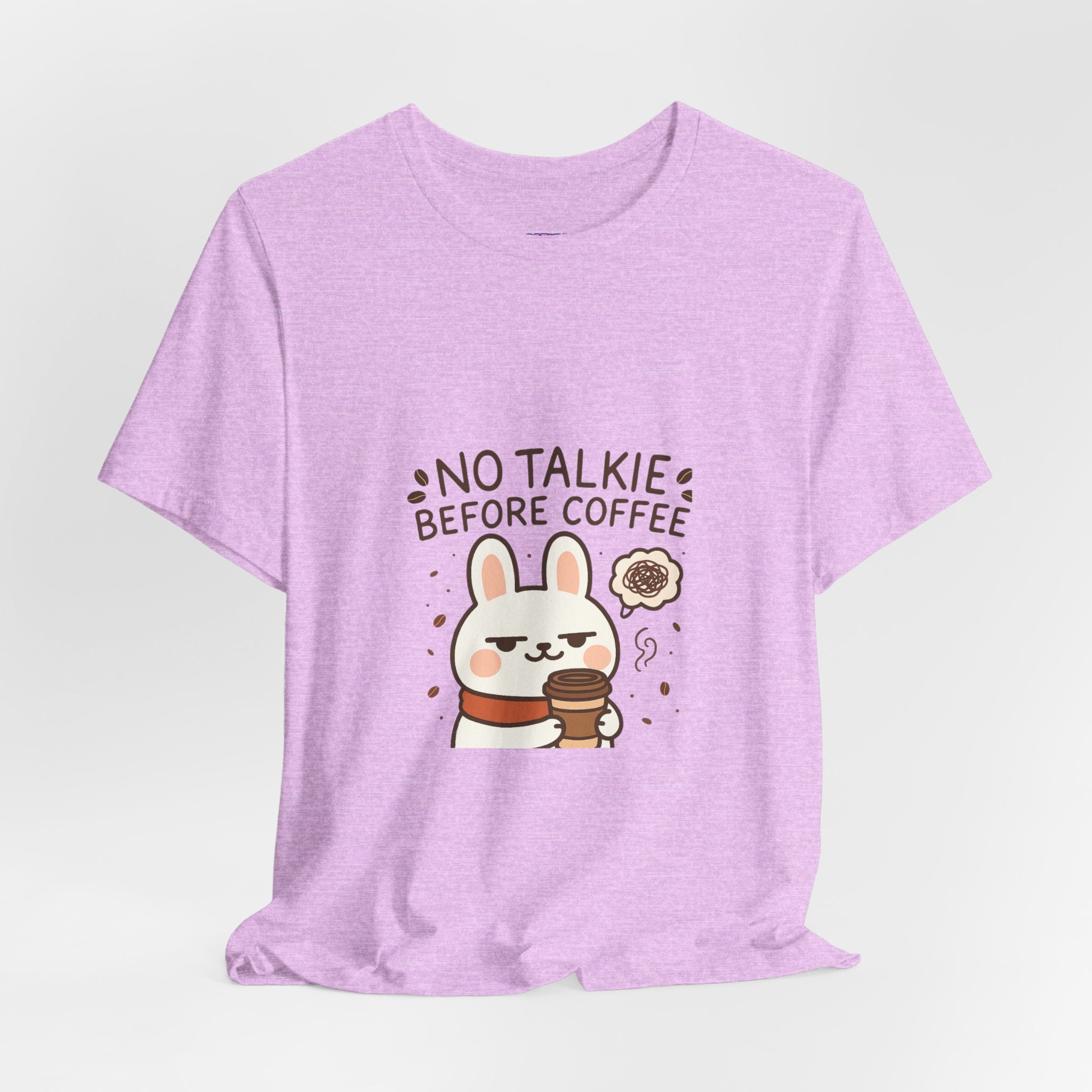 Capymo Family Kawaii Bunny Soft Cotton T-Shirt – "No Talkie Before Coffee" "Toto" The Bunny Cute Tee (Unisex)