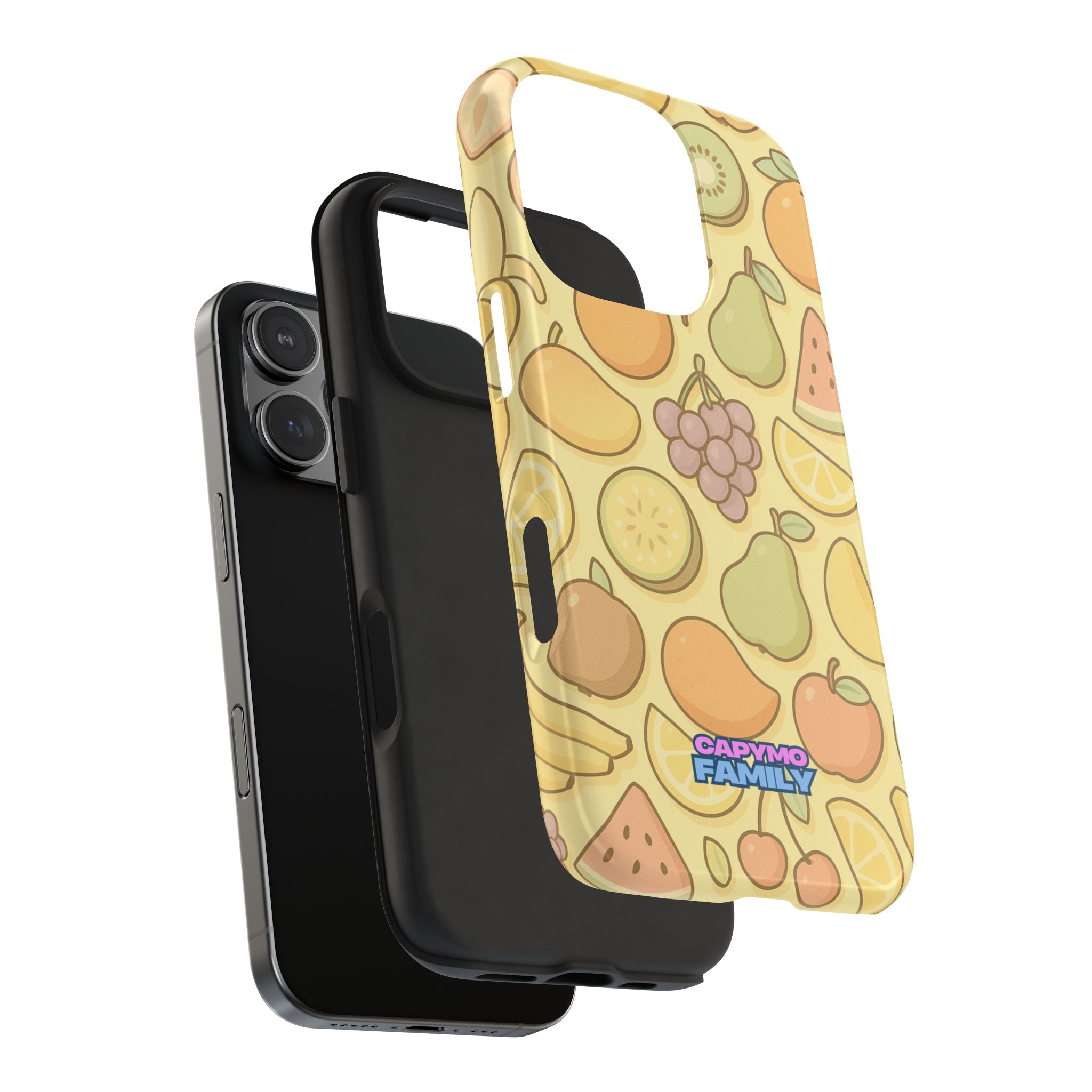 Capymo Family Kawaii Fruit Phone Case – Cute Aesthetic iPhone Cover with Citrus & Summer Vibes